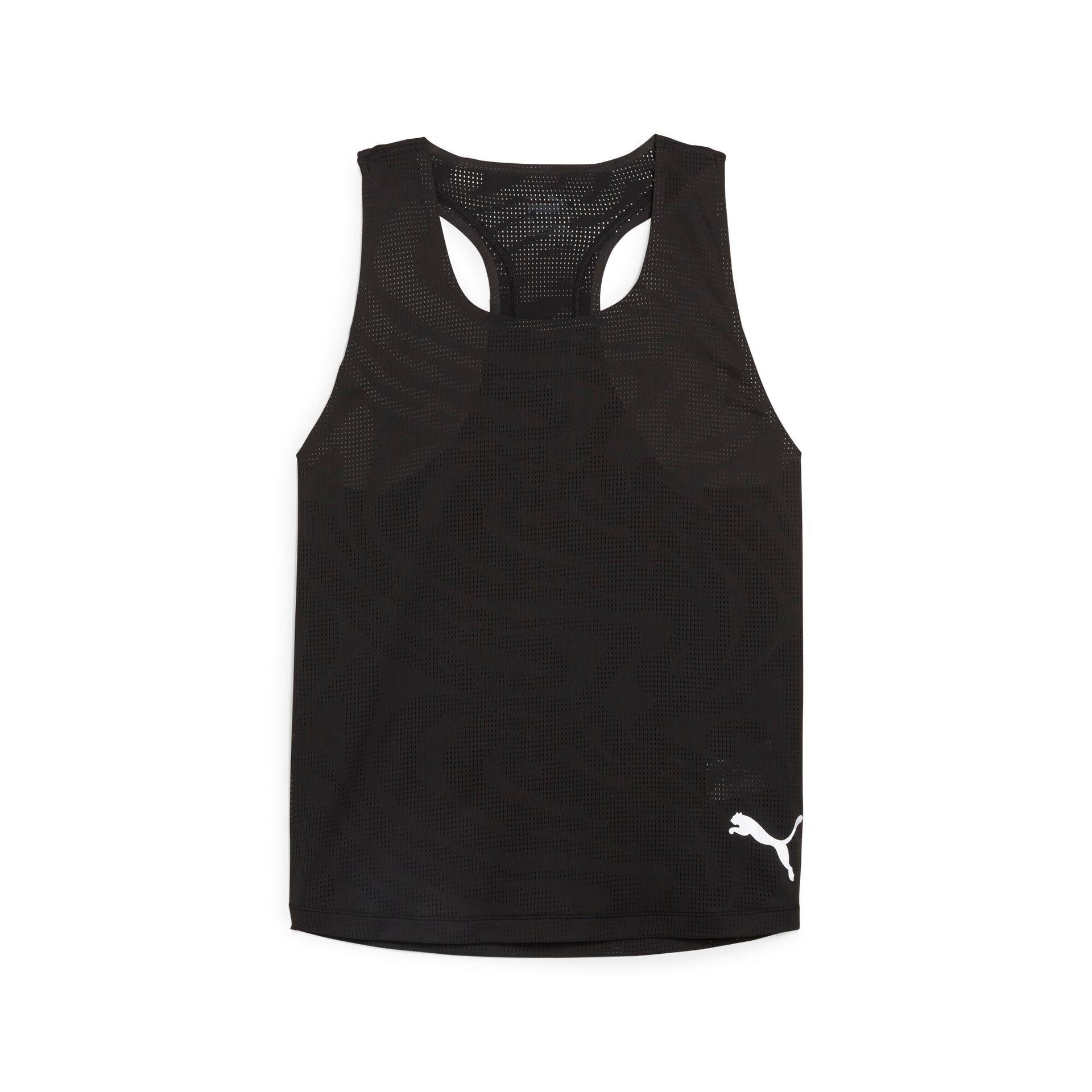 puma run ultraspun women's running tank top in black, size s