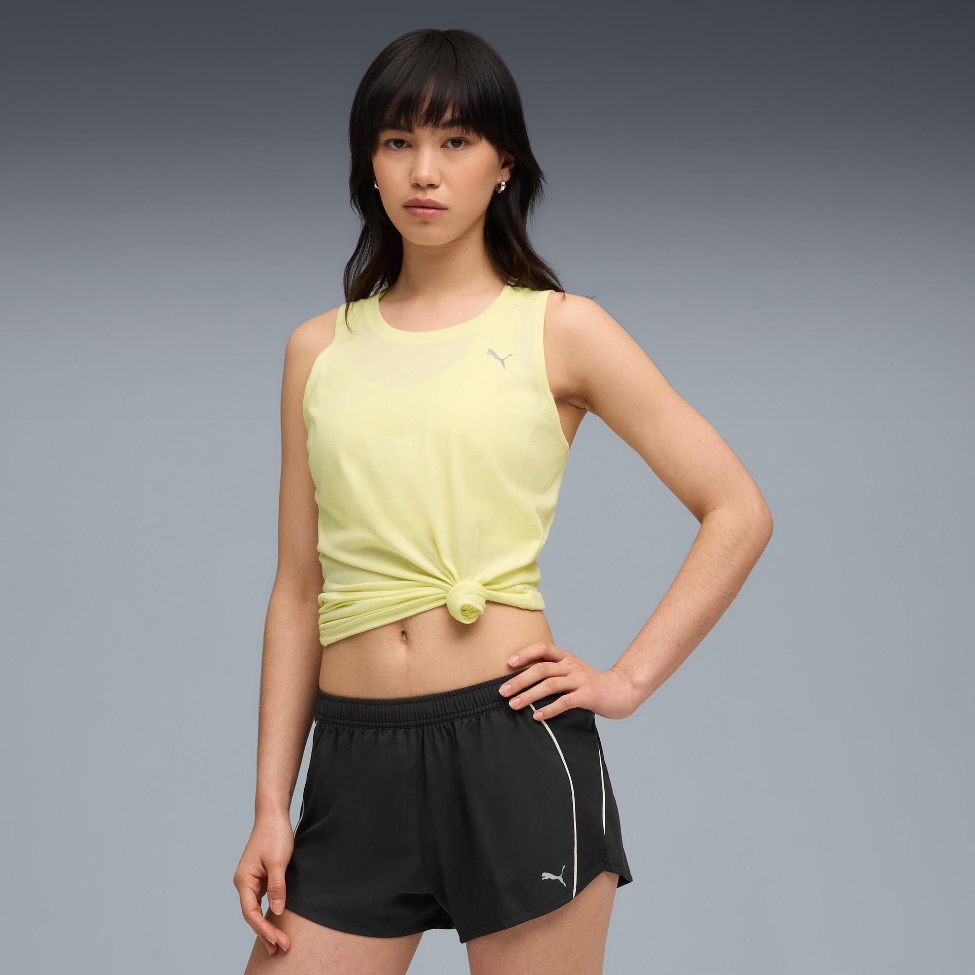 puma run velocity women's tri-blend running tank top in yellow, size xxs