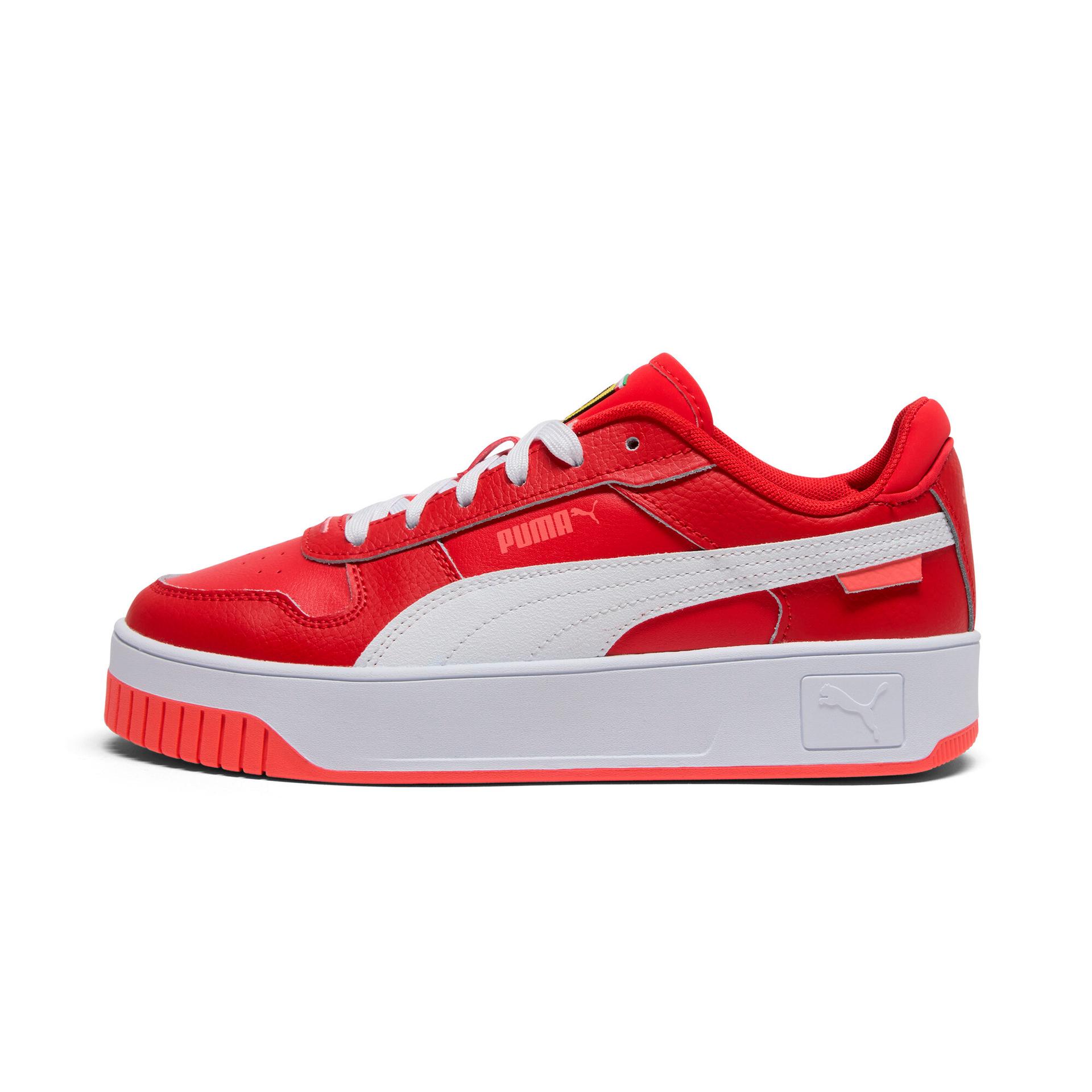 puma scuderia ferrari carina street women's sneakers in red, size 6.5