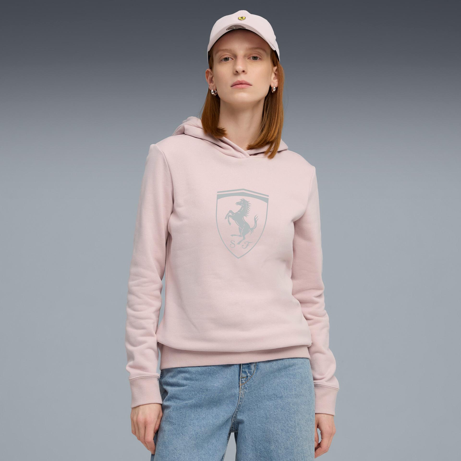 puma scuderia ferrari women's fleece motorsport hoodie shoes in pink, size l