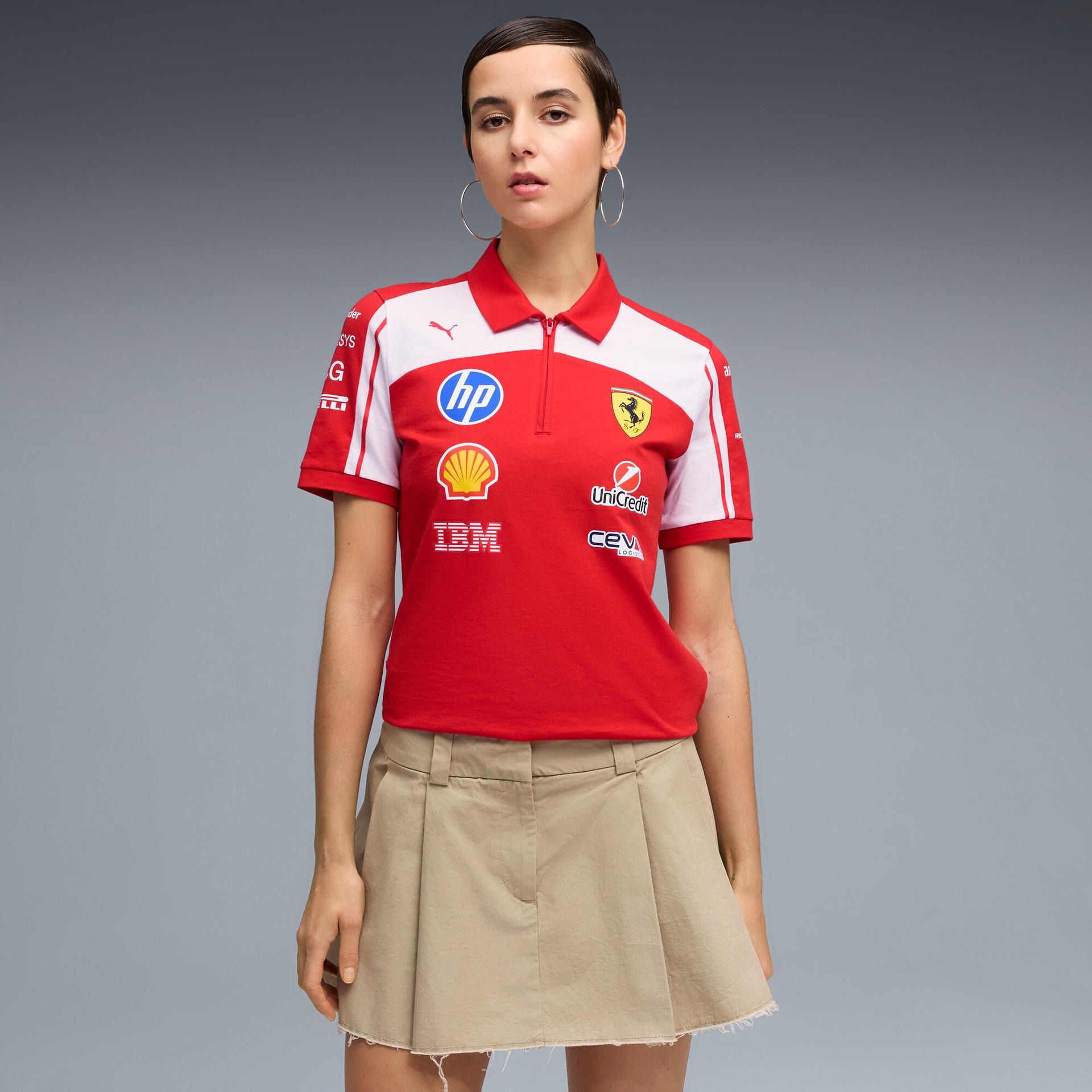 puma scuderia ferrari women's replica polo shirt in red, size xxs
