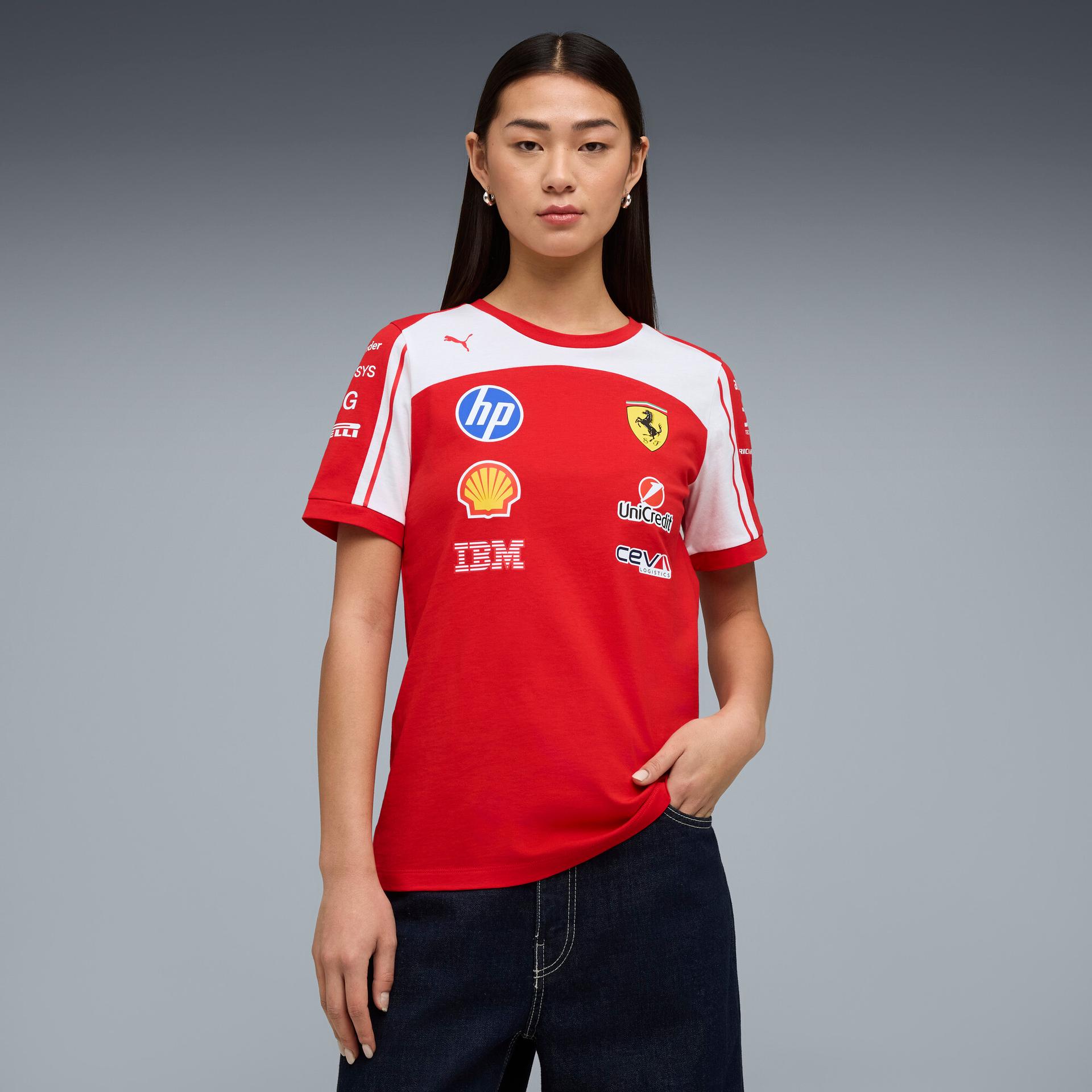 puma scuderia ferrari women's replica t-shirt in red, size xs