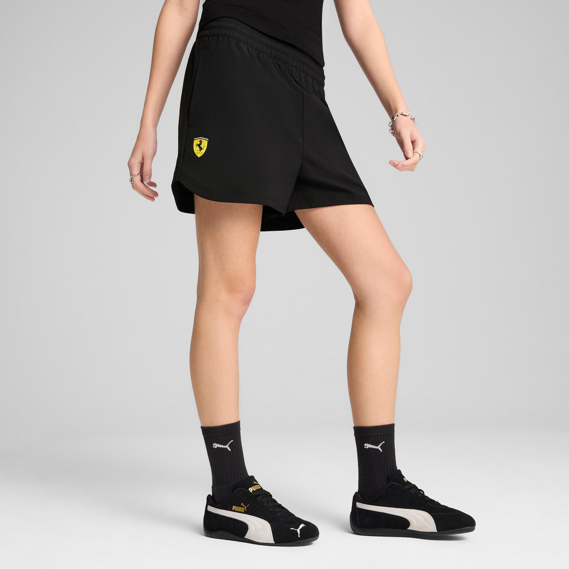 puma scuderia ferrari women's woven shorts in black, size xxl