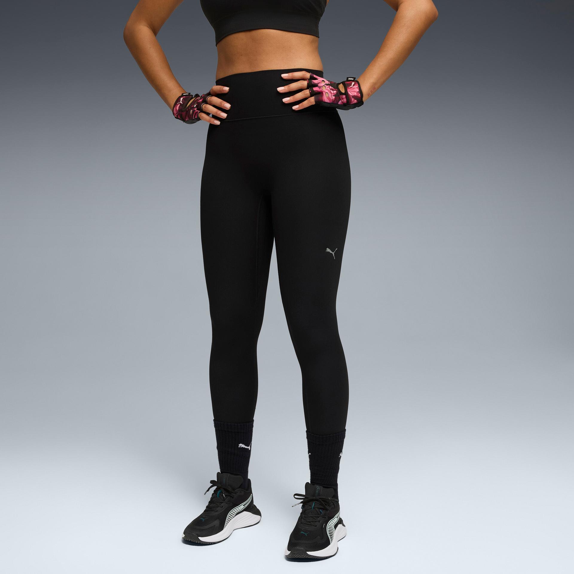 puma shapeluxe women's high-waist, 7/8 training tights in black, size xs