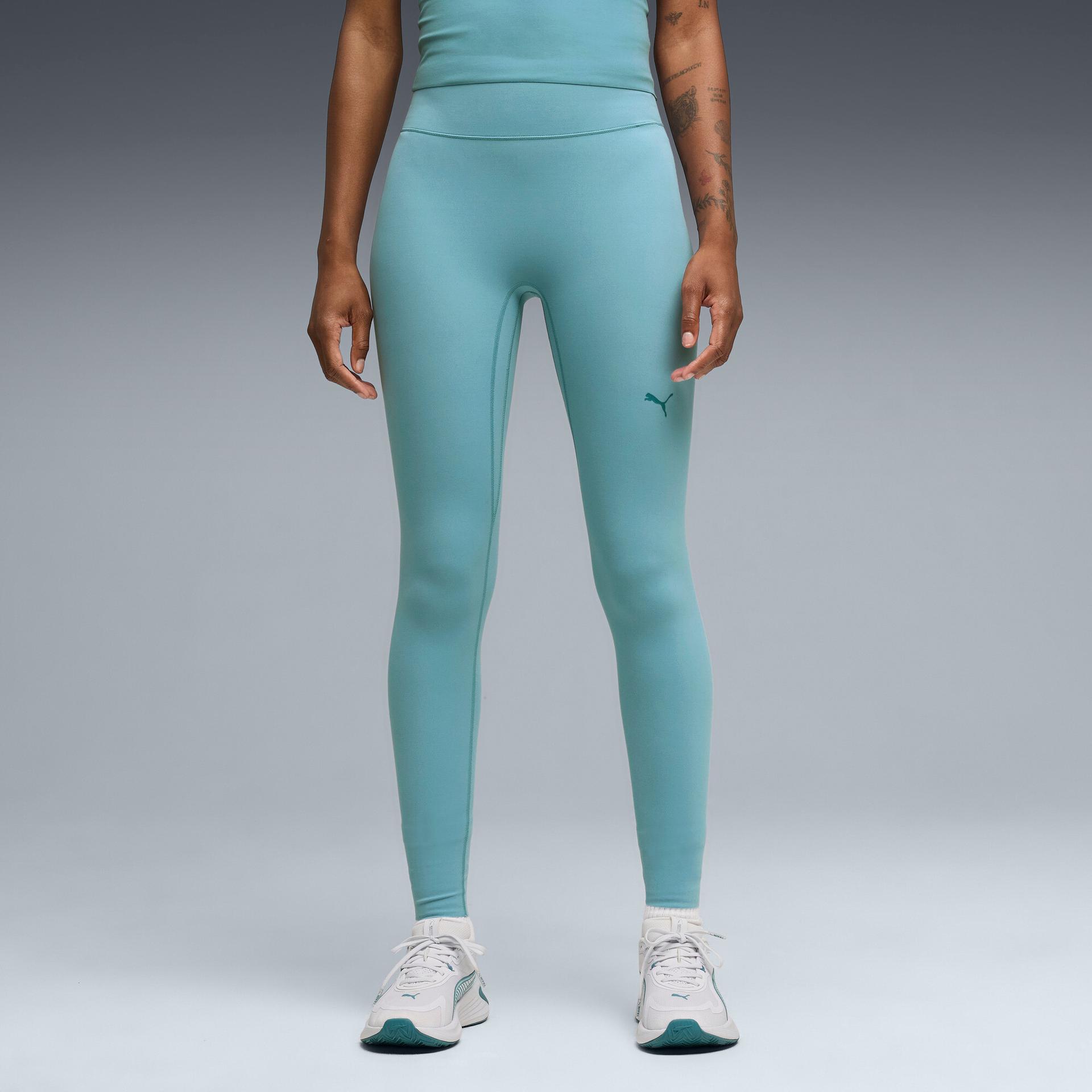 puma shapeluxe women's high-waist, 7/8 training tights in blue, size l