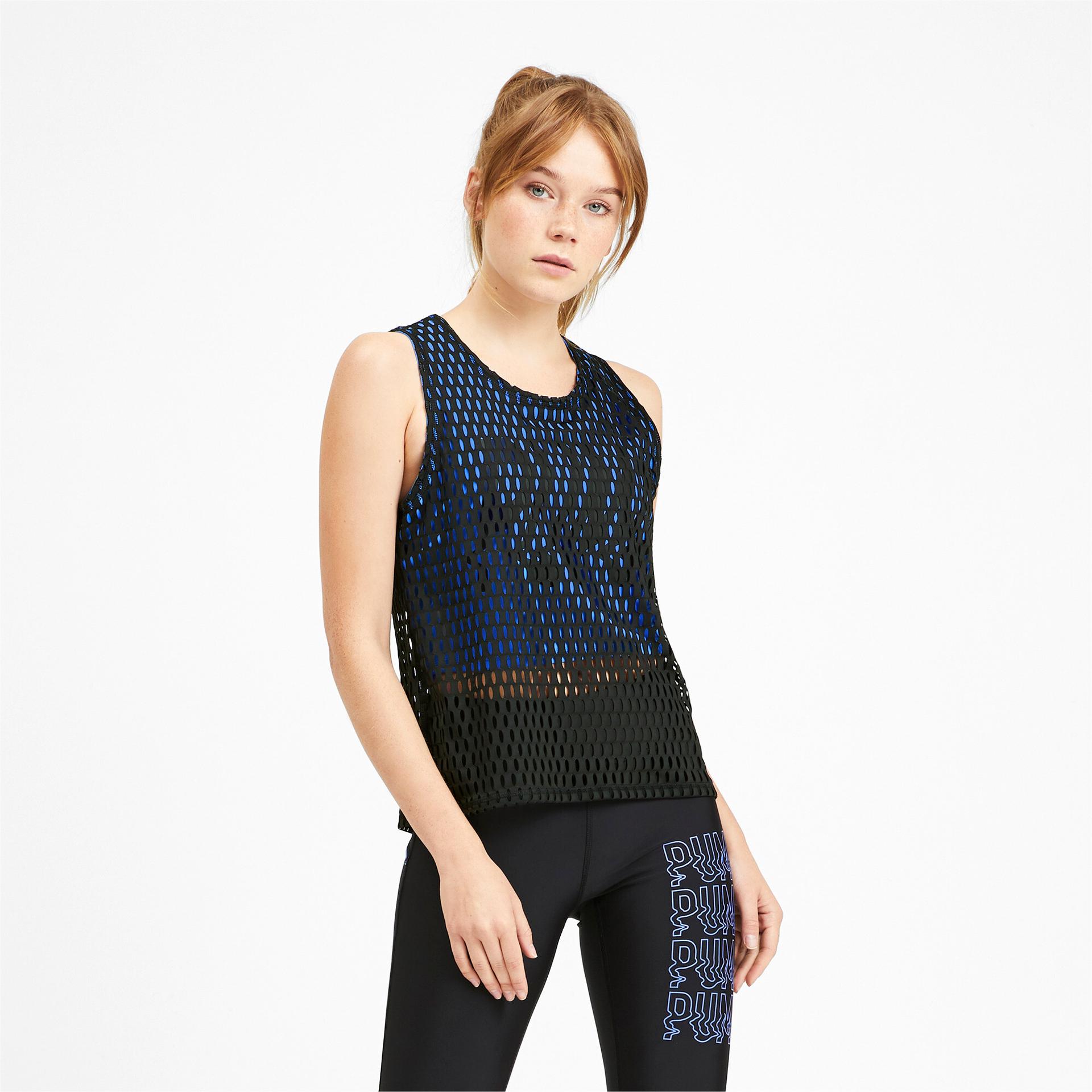 puma shift women's mesh tank top in blue, size xs