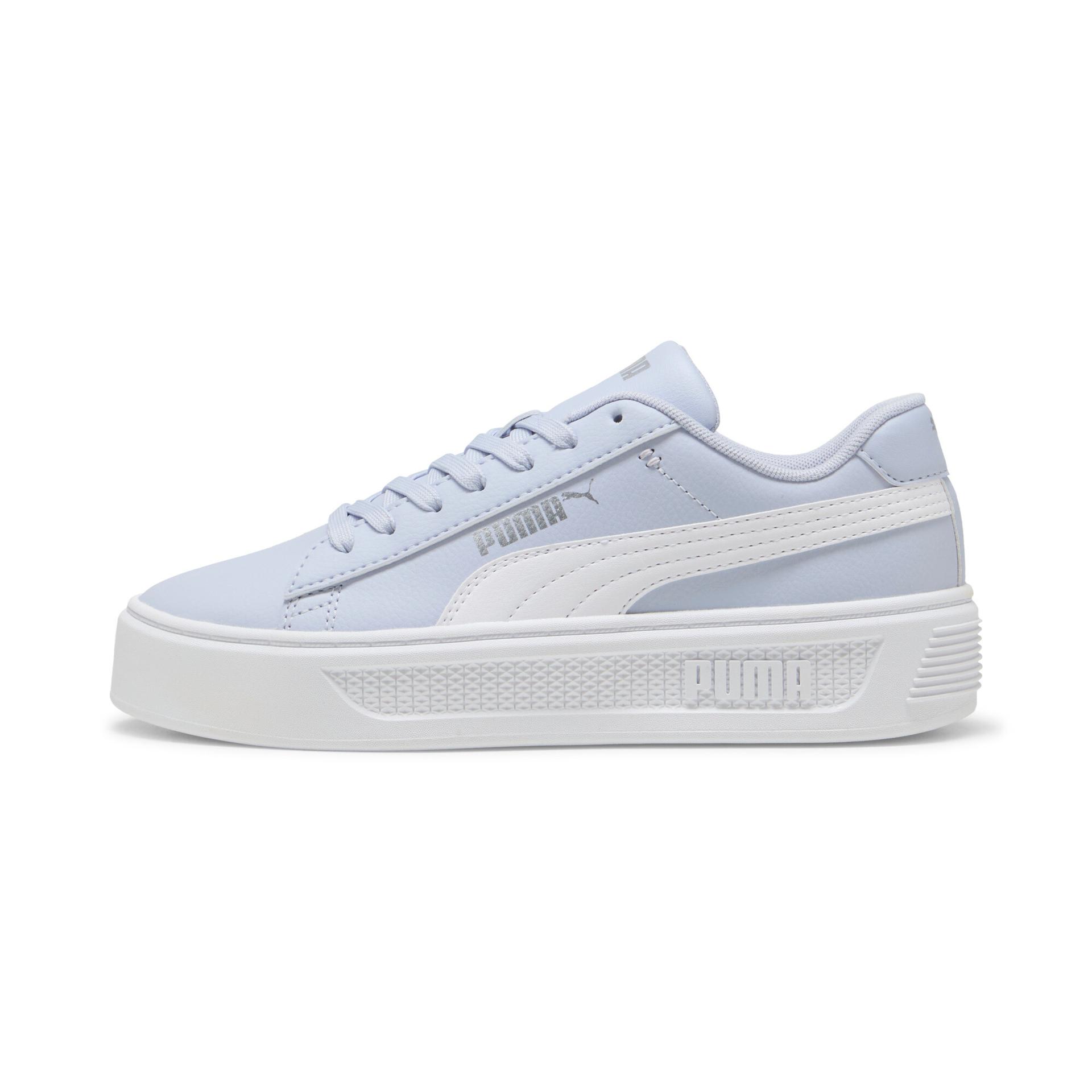 puma smash platform v3 women's sneakers in blue, size 6.5