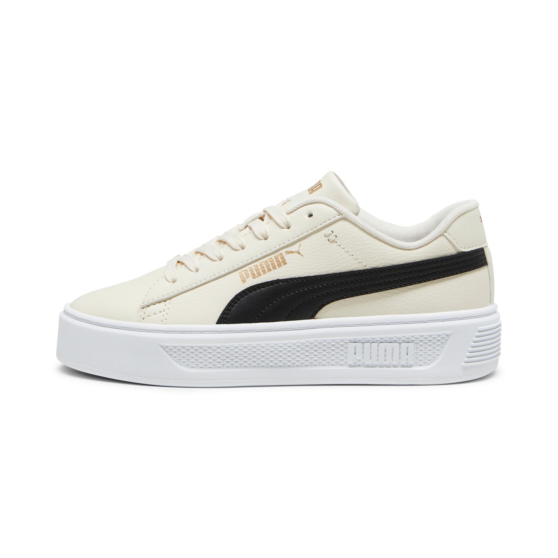 puma smash platform v3 women's sneakers in white, size 6