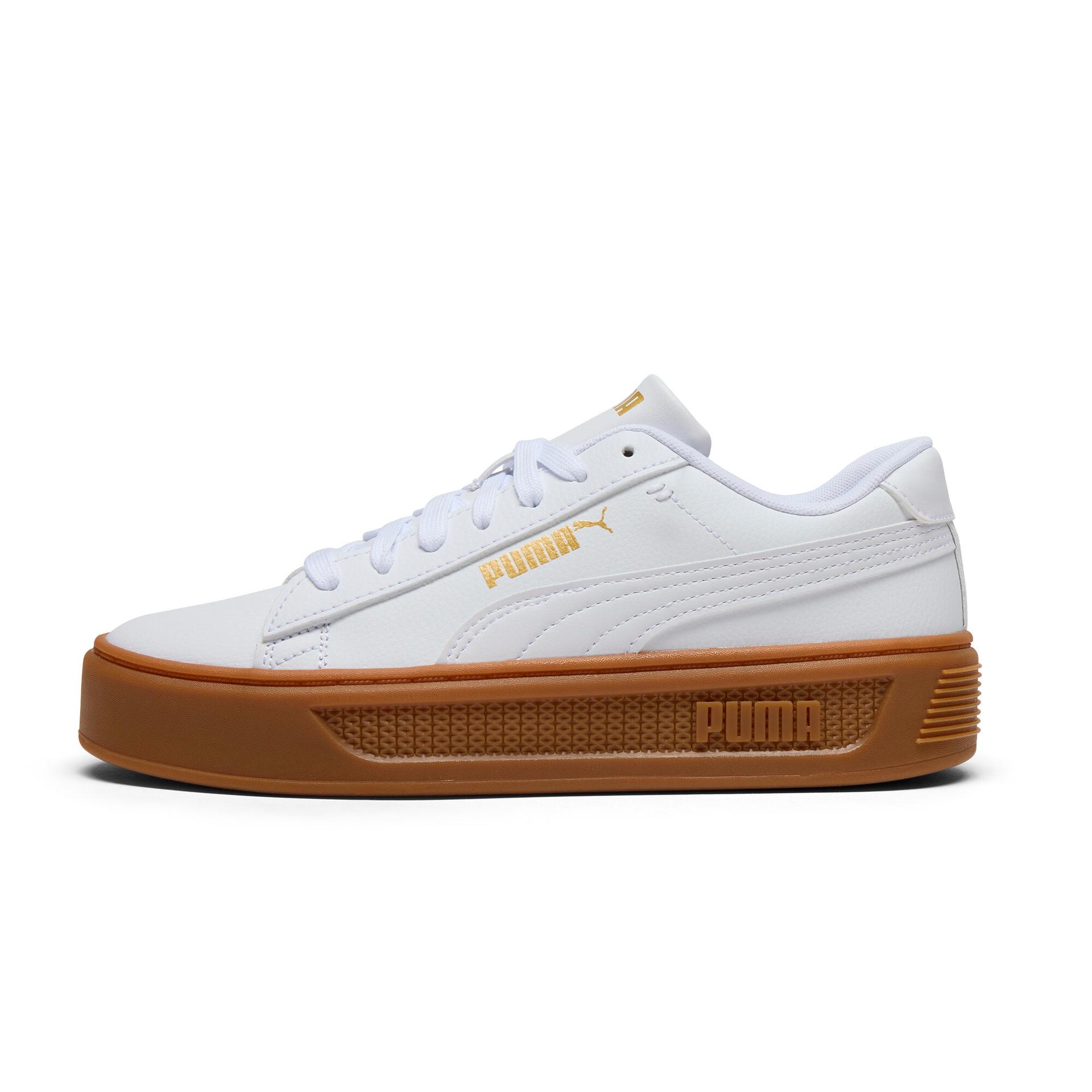 puma smash platform v3 women's sneakers in white, size 8