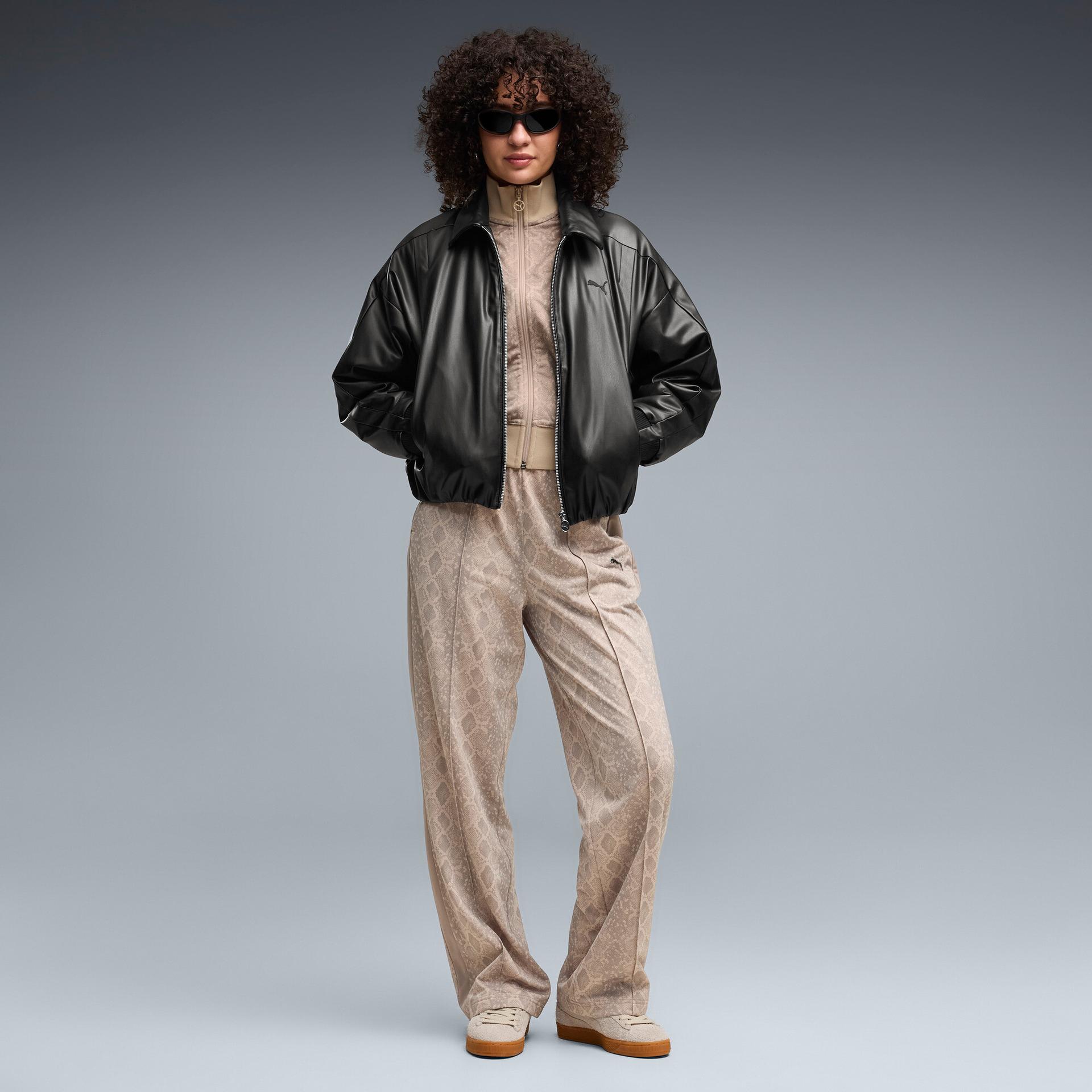 puma snake pack women's printed t7 straight pants in beige, size xs
