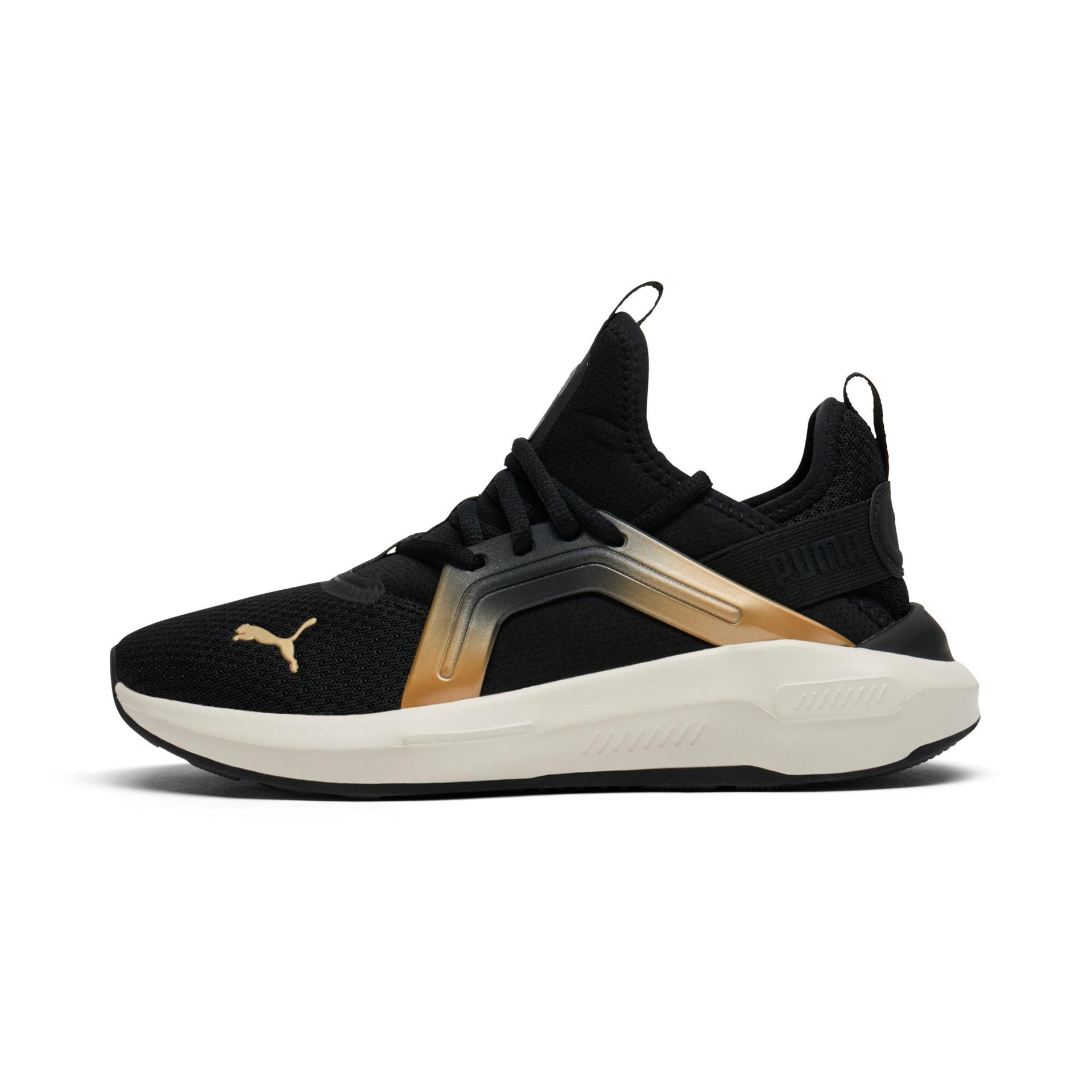 puma softride enzo 5 metallic women's running shoes in black, size 10