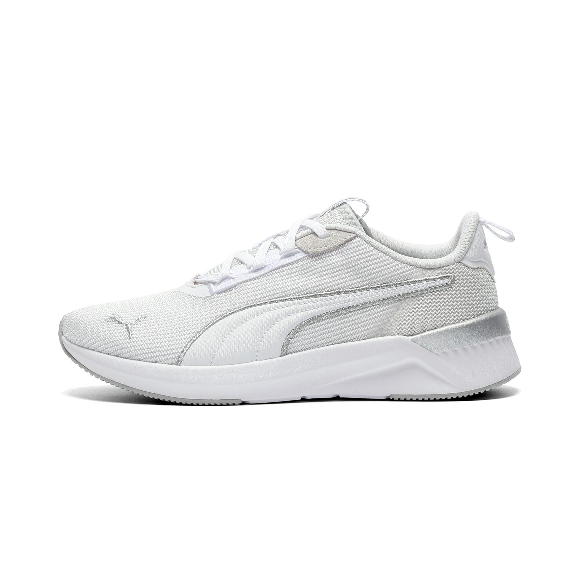 puma softride harli metallic women's sneakers in white, size 11