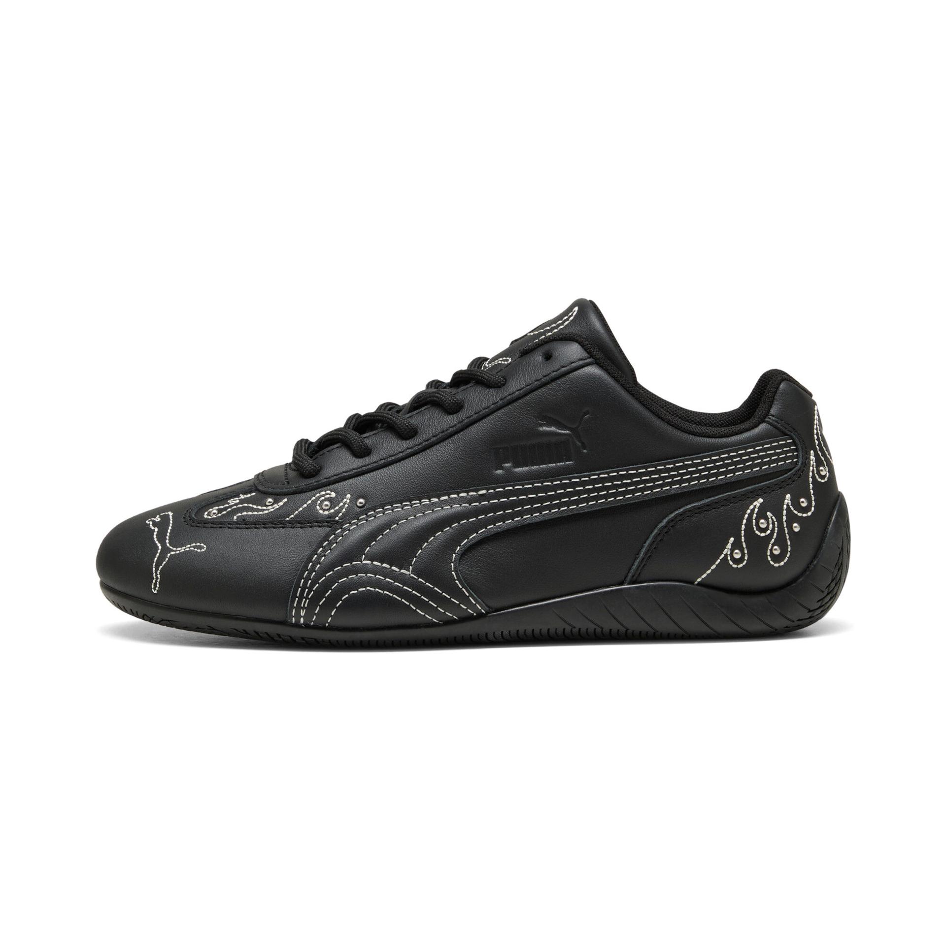 puma speedcat embellished sneakers in black, size 8.5