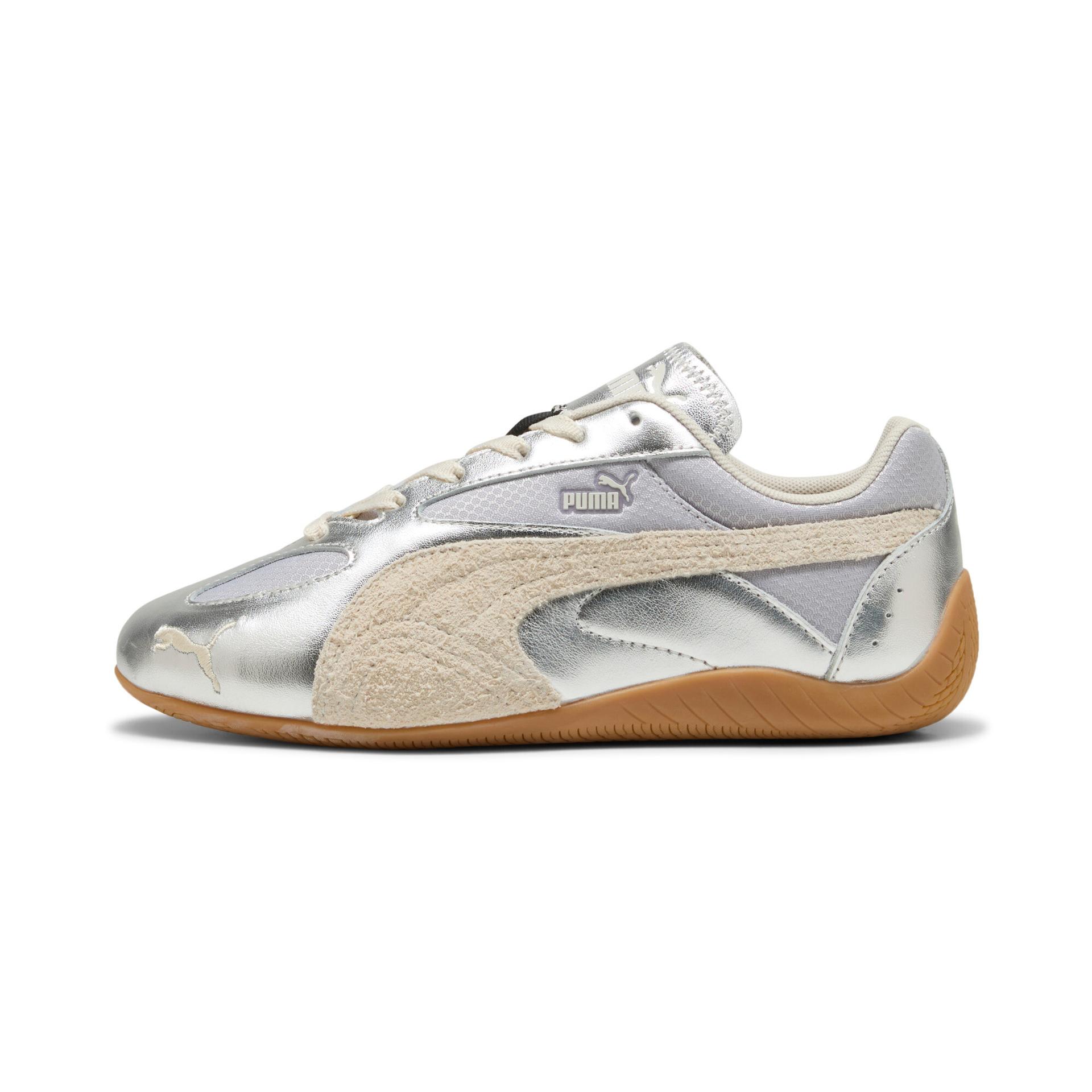puma speedcat lou metallic women's sneakers in grey, size 8