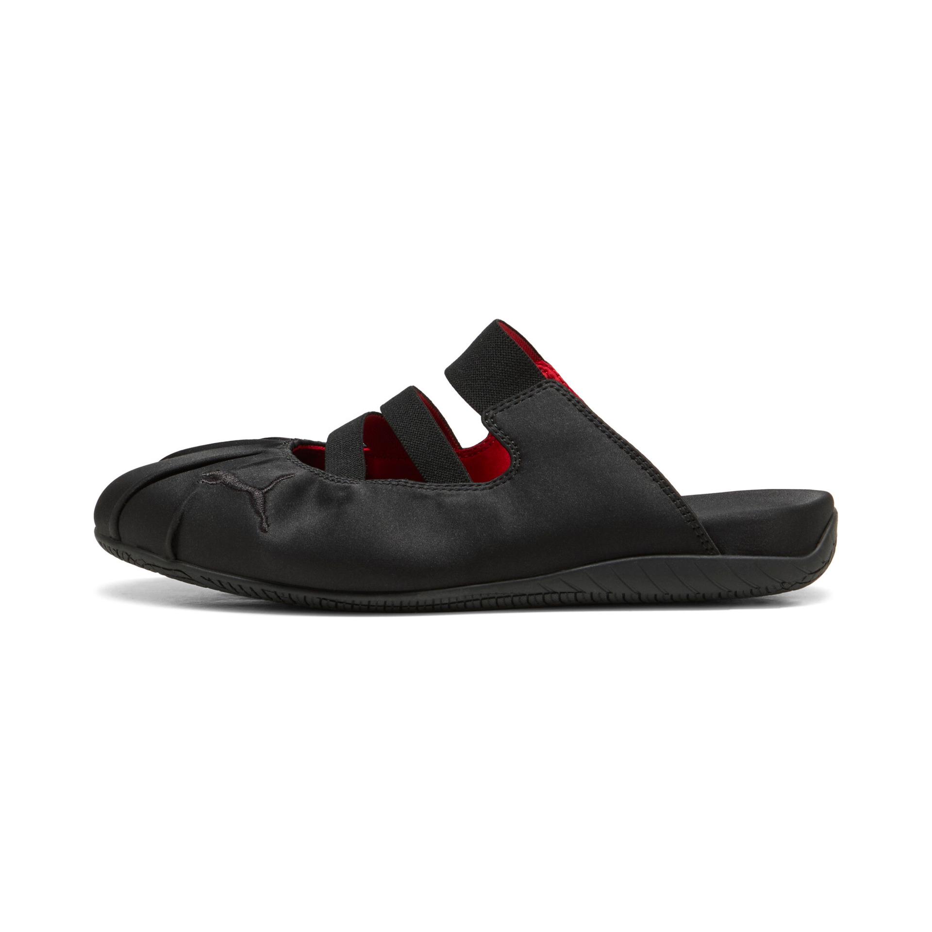 puma speedcat mule satin women's sneakers in black, size 7
