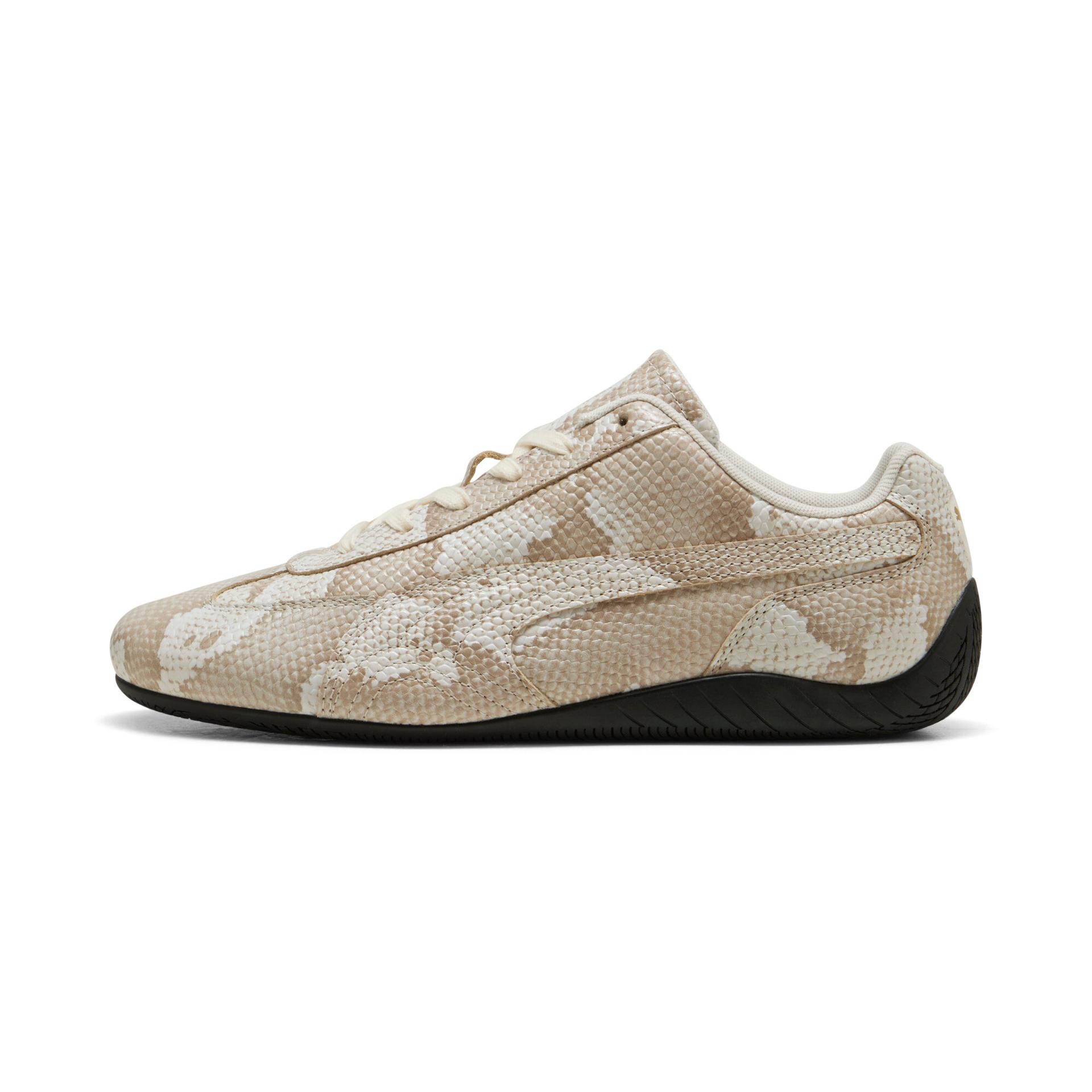 puma speedcat snake print sneakers in beige, size 13