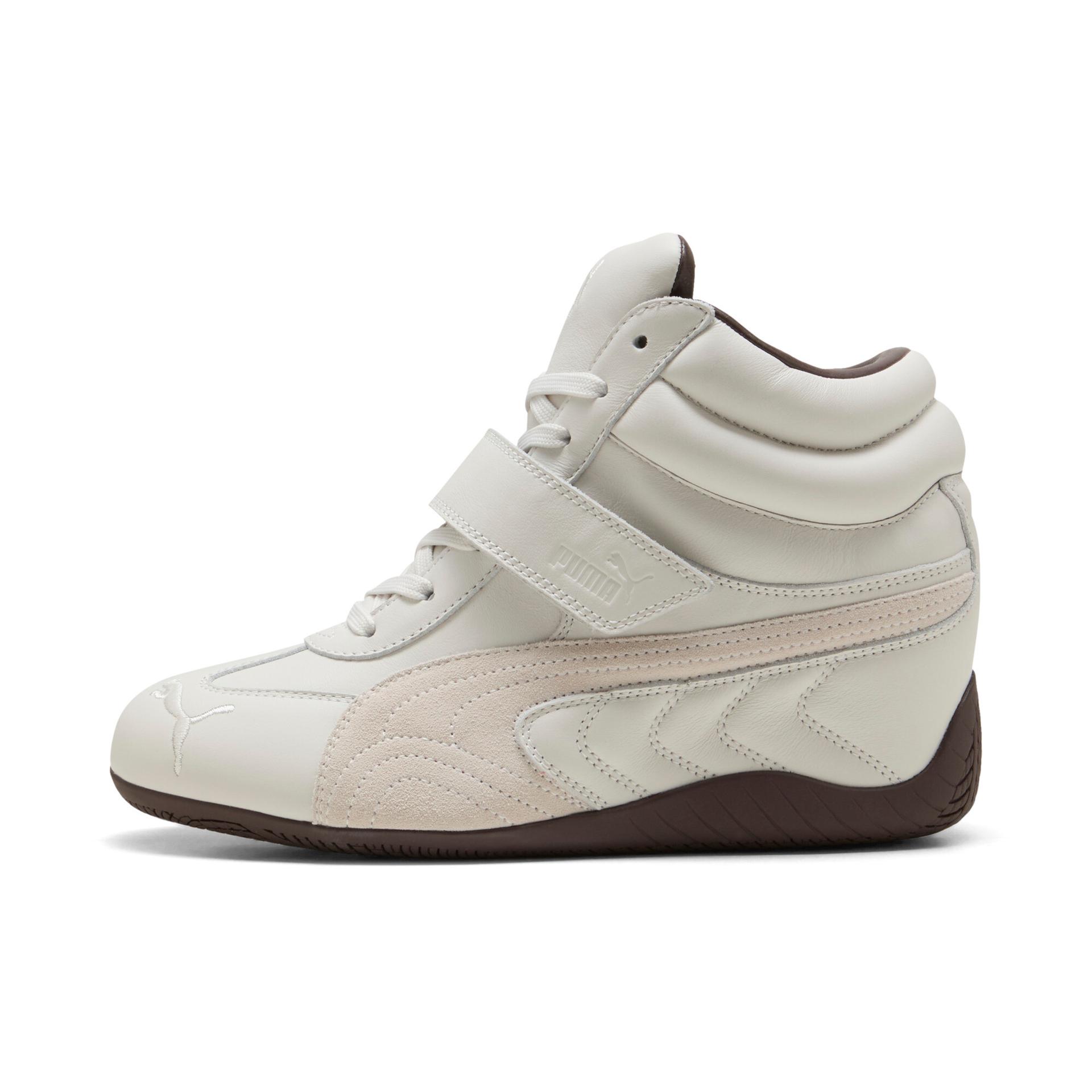 puma speedcat wedge leather women's sneakers in grey, size 7.5