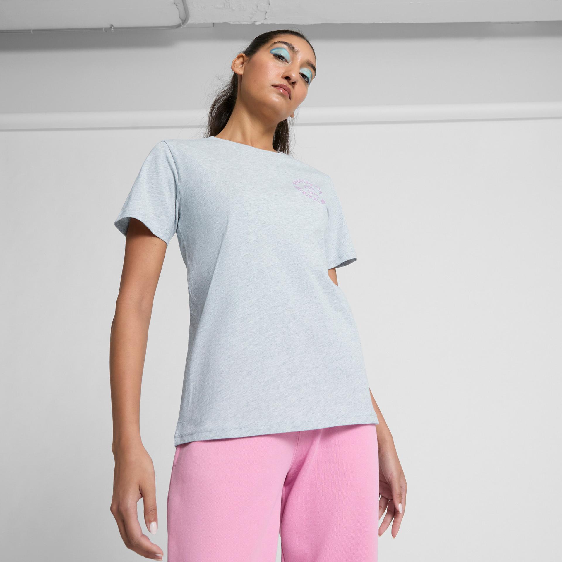 puma sports graphic women's t-shirt in grey, size xxl