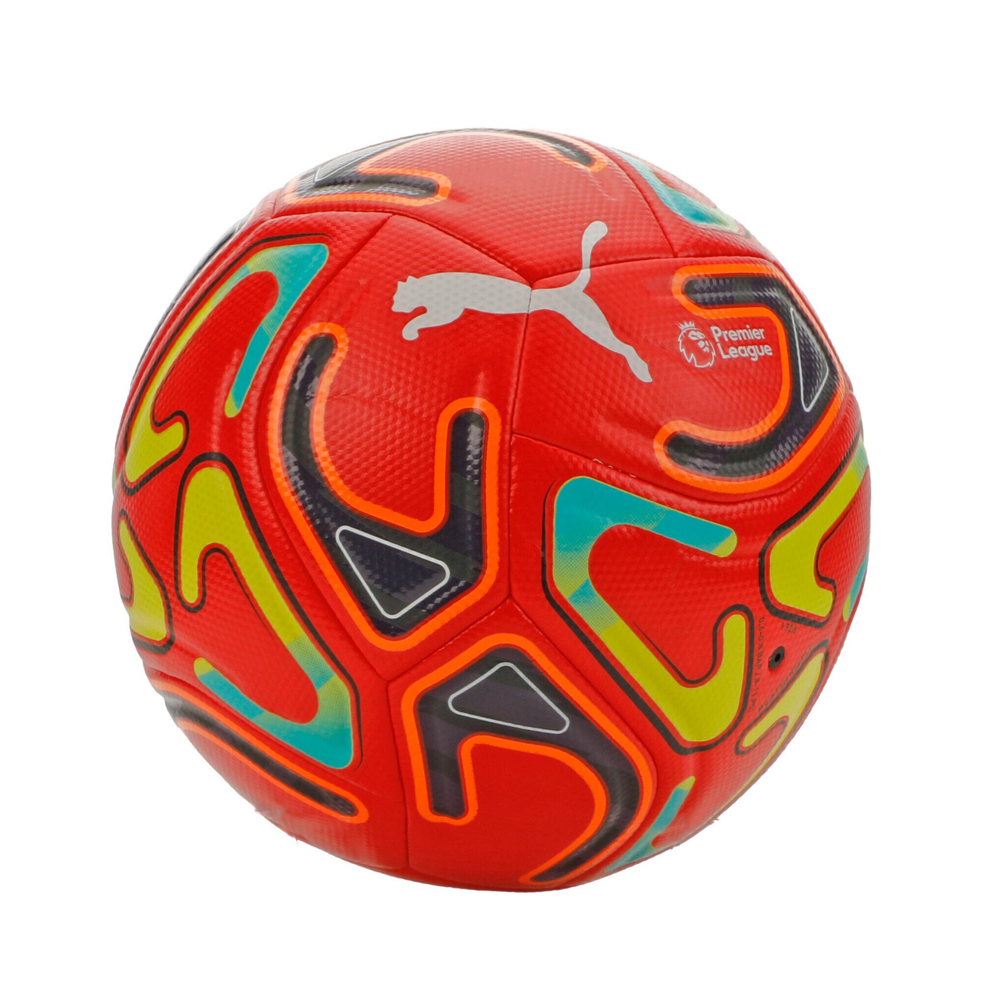 puma stellar cup premier league reactivity soccer ball in red, size 5