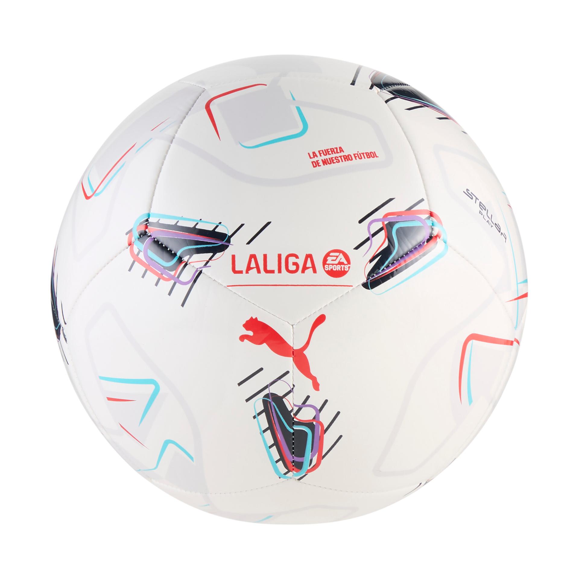 puma stellar play laliga soccer ball in white, size 3
