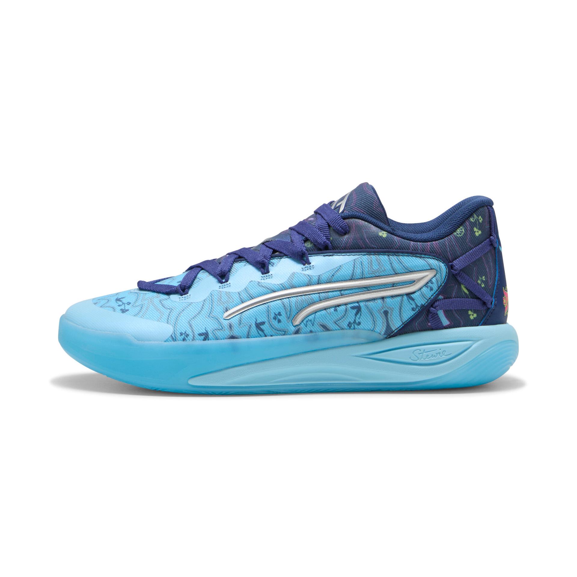 puma stewie 4 most wanted women's basketball shoes in blue, size 8.5