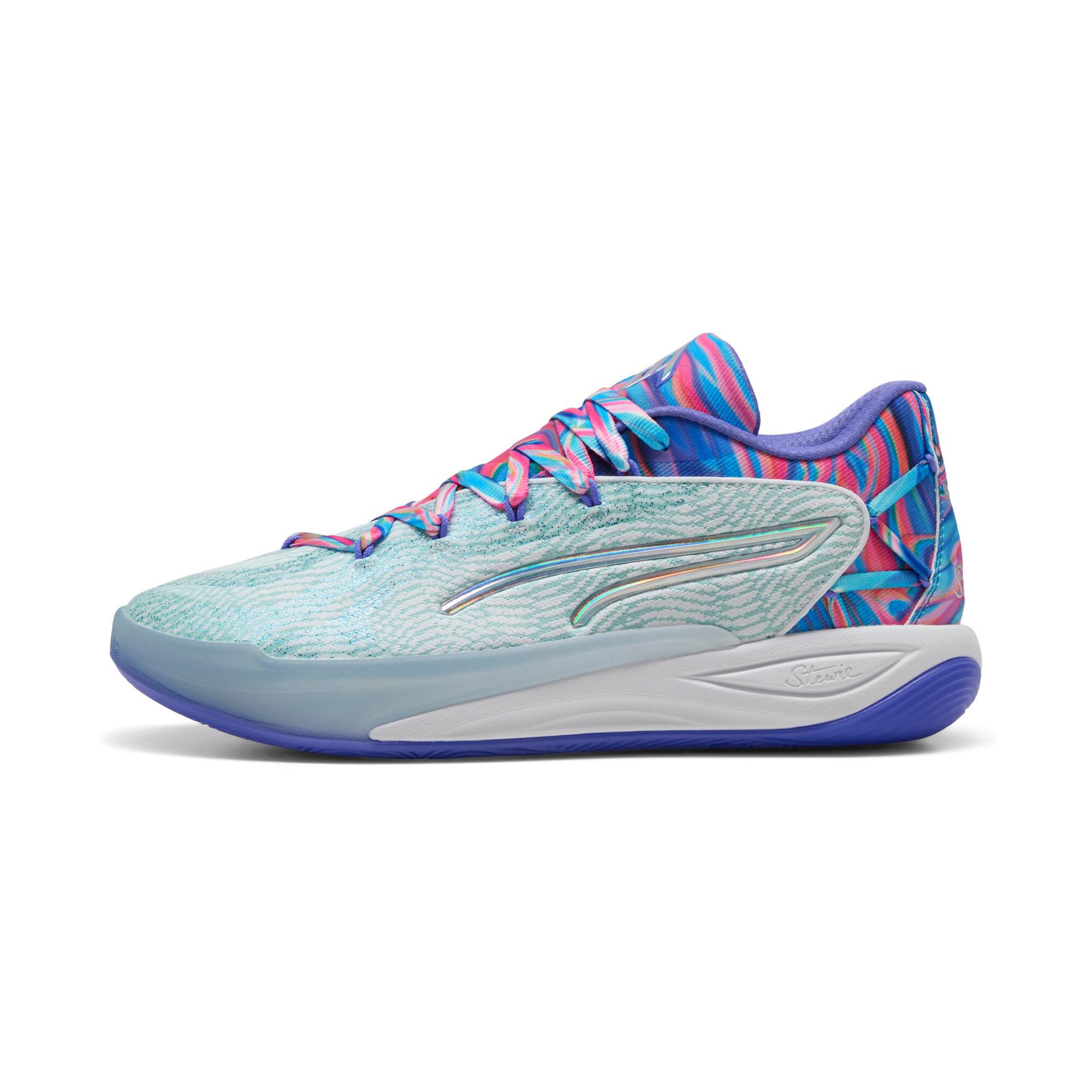 puma stewie 4 prism women's basketball shoes in white, size 11.5