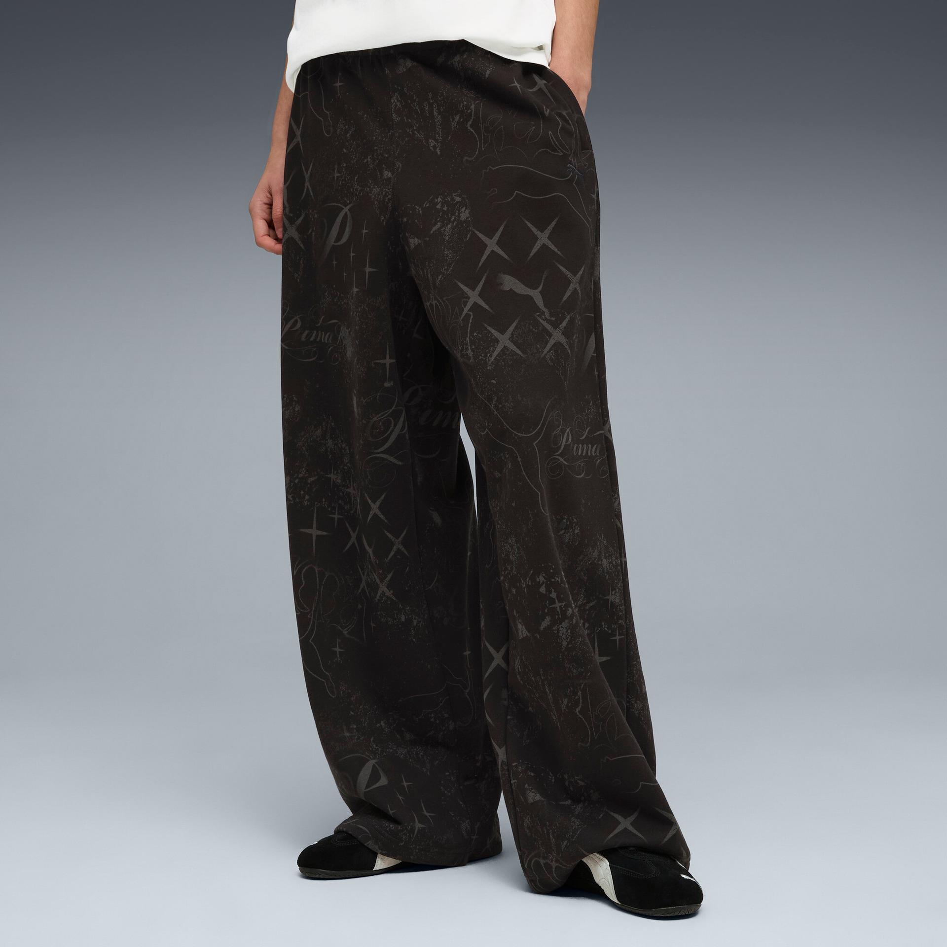 puma street glam women's slouchy pants in black, size s