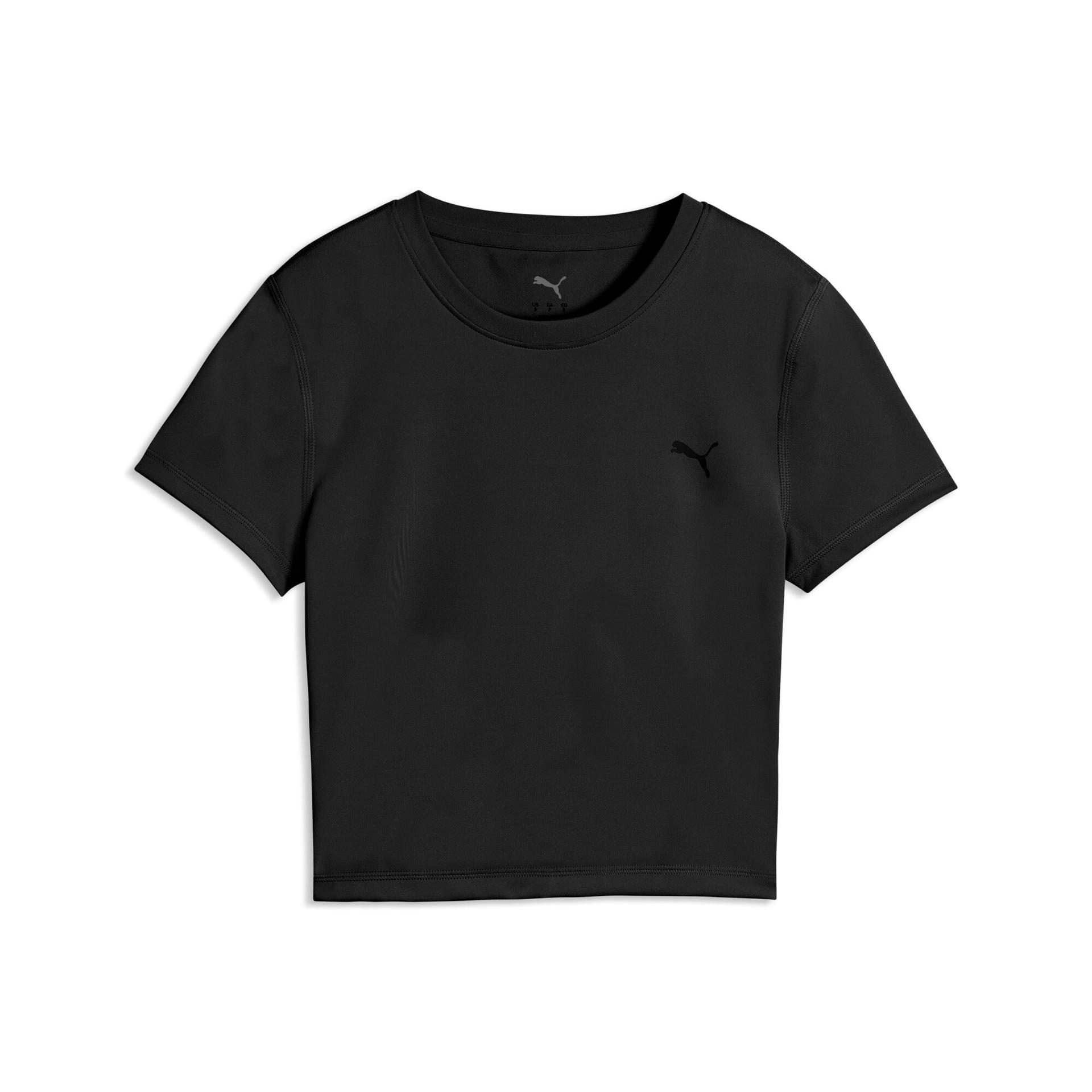 puma strong women's cross back t-shirt in black, size l