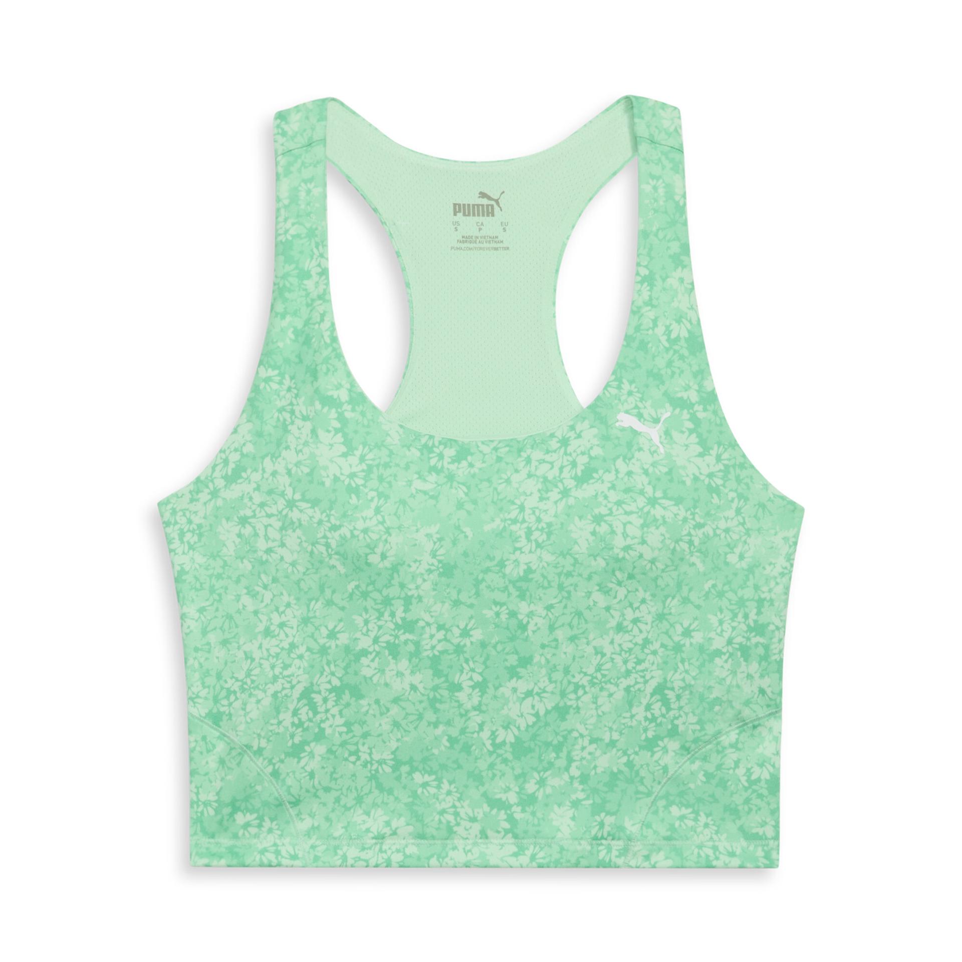 puma studio 2-in-1 women's training crop tank top in green, size l