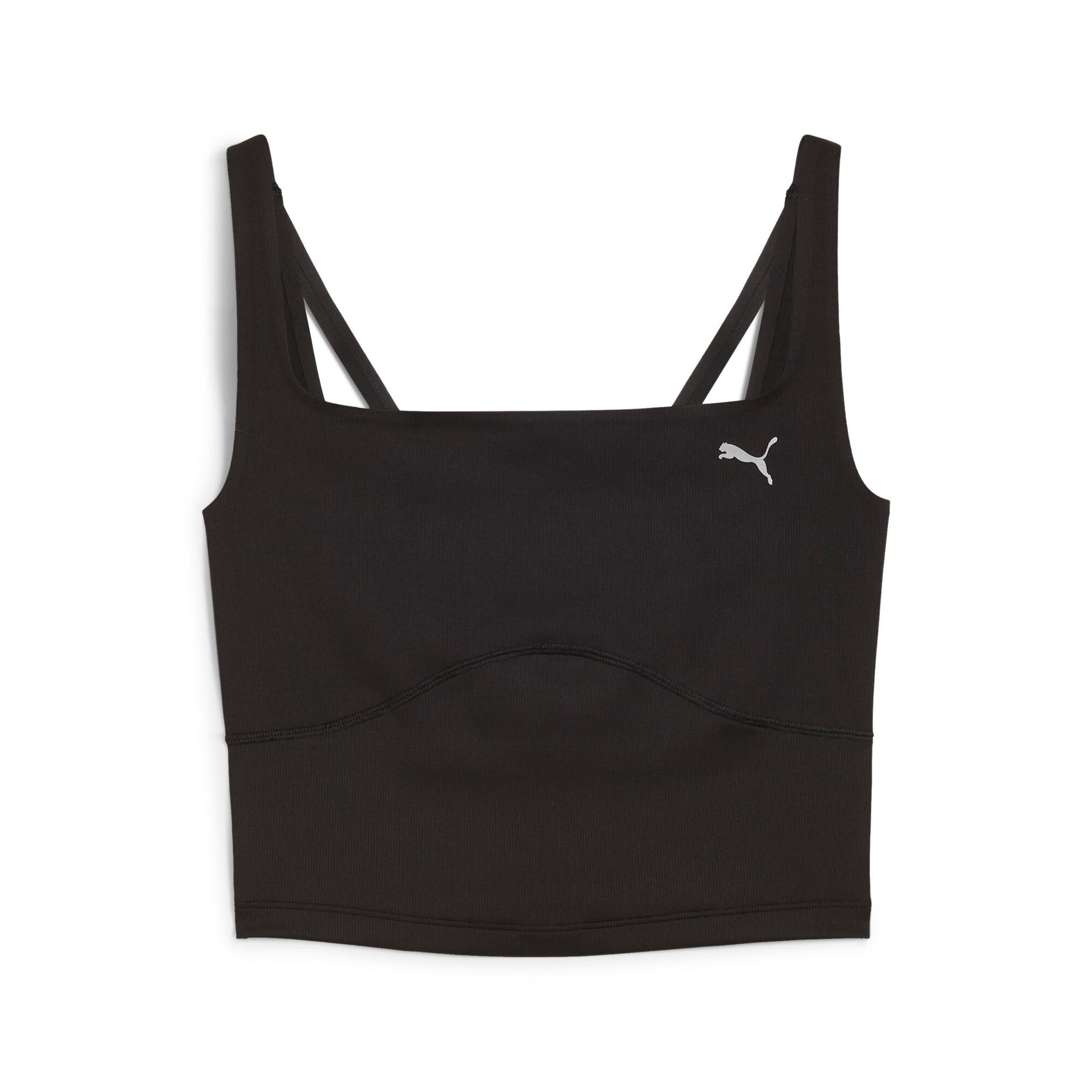 puma studio cloudspun women's rib tank top in black, size xs