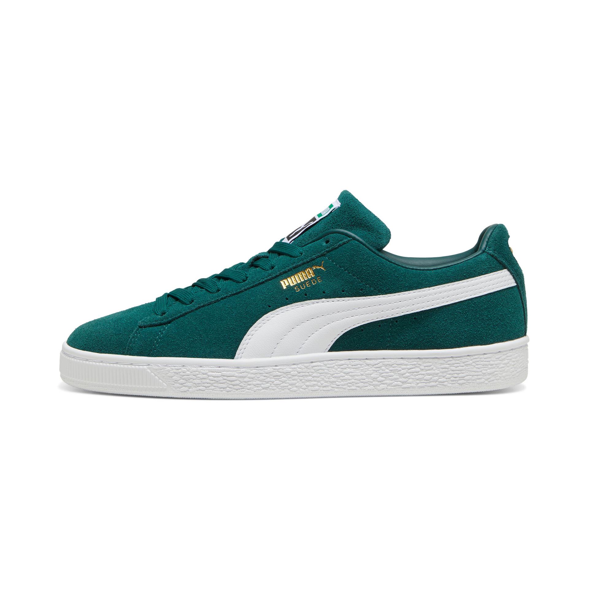puma suede classic sneakers in green, size 5
