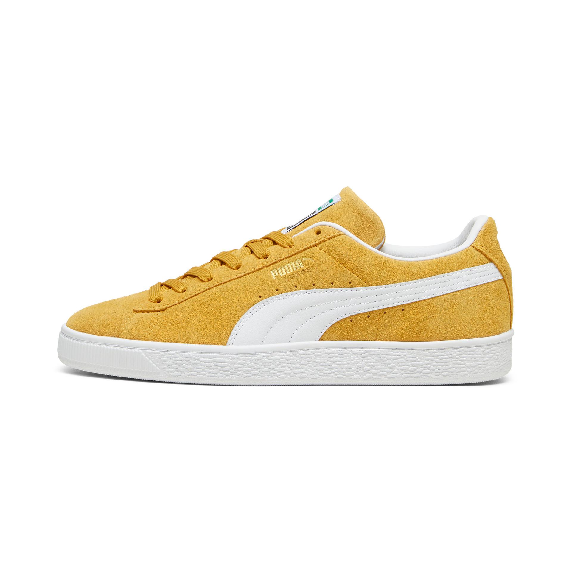 puma suede classic sneakers in yellow, size 10.5
