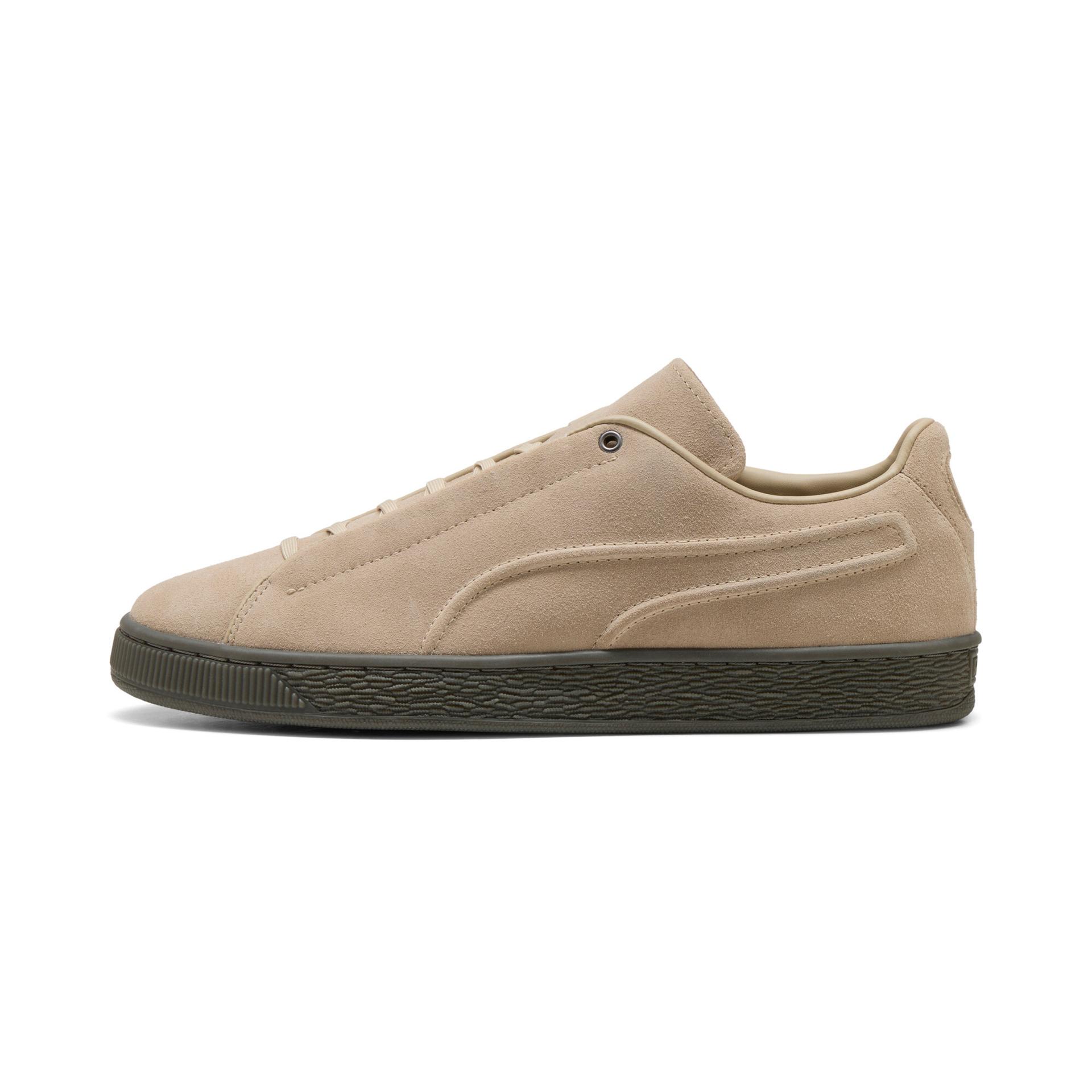 puma suede modern sneakers in beige, size 12