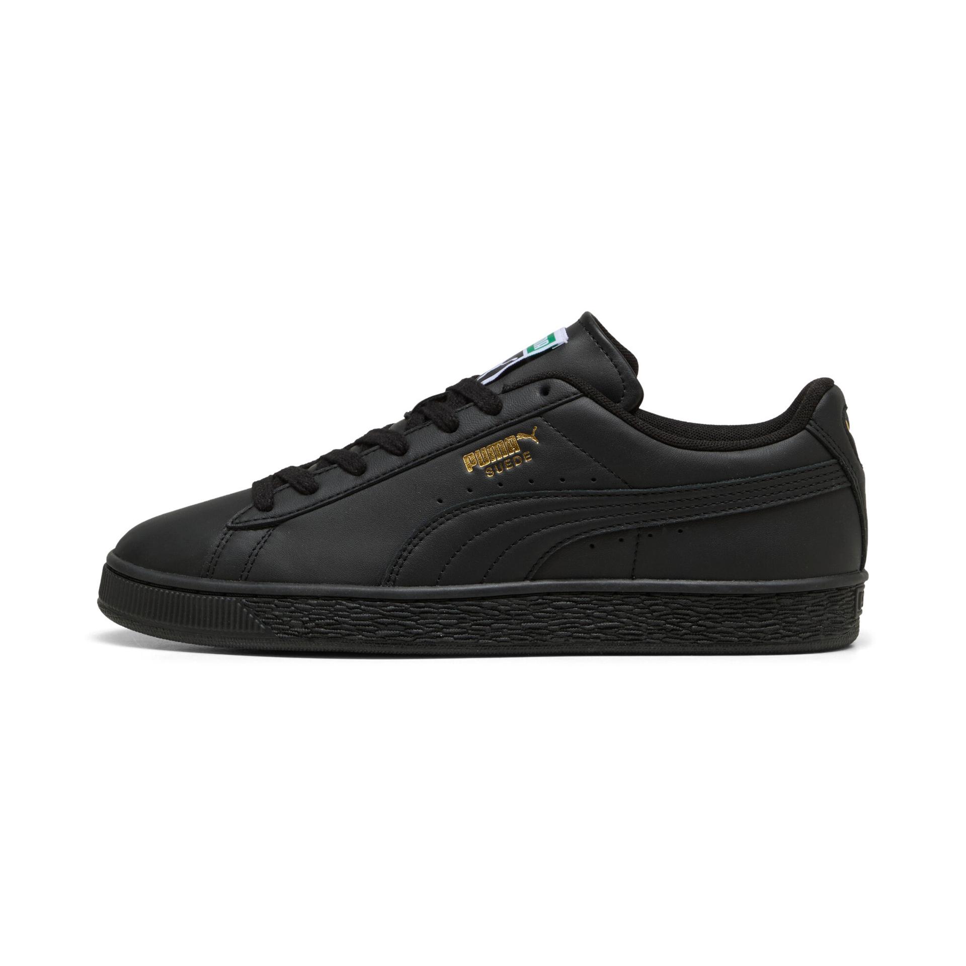 puma suede sneakers in black, size 10.5