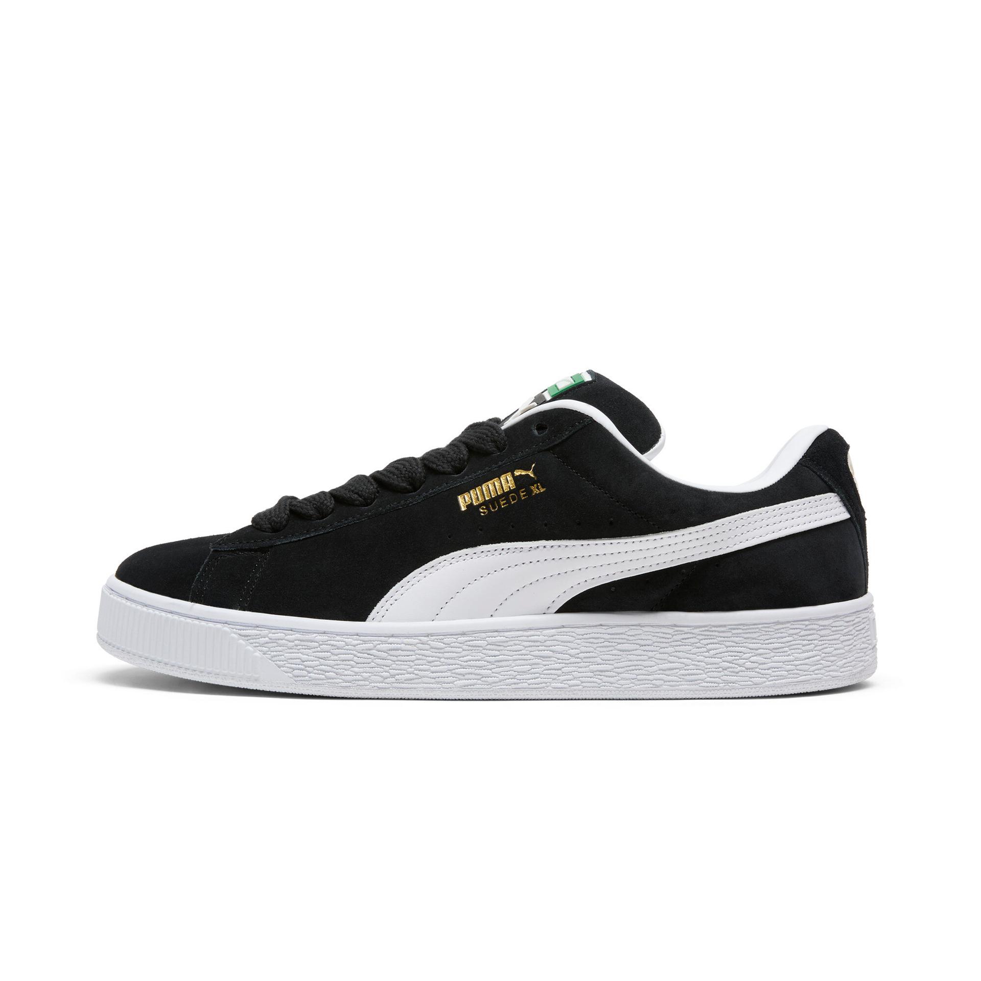 puma suede xl sneakers in black, size 5