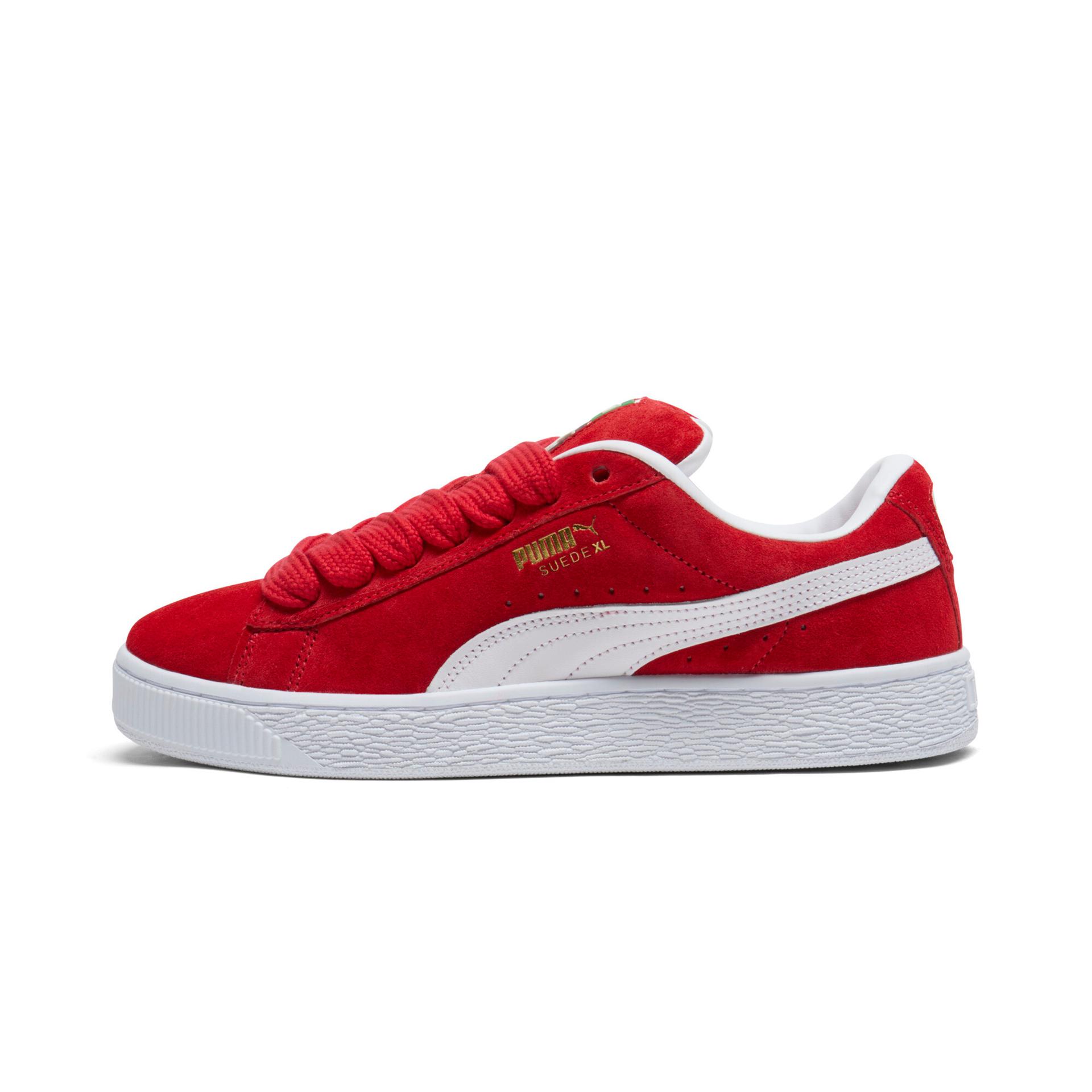 puma suede xl women's sneakers in red, size 5.5
