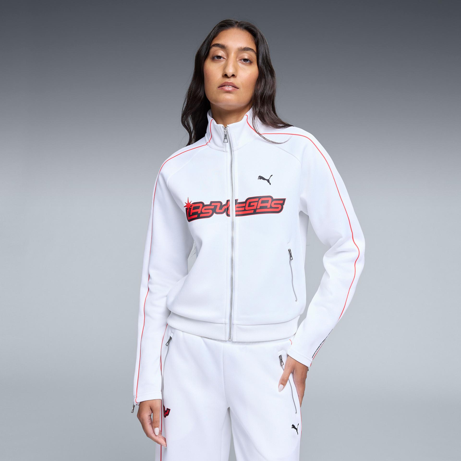 puma t7 las vegas women's track jacket in white, size xs