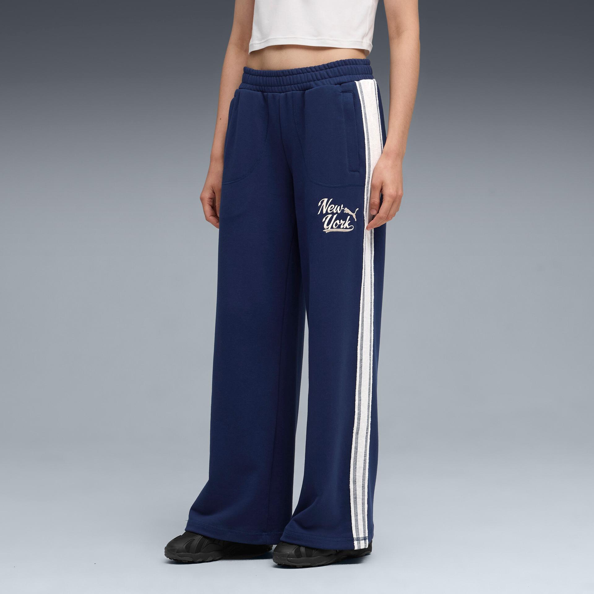 puma t7 nyc women's track pants in blue, size xl