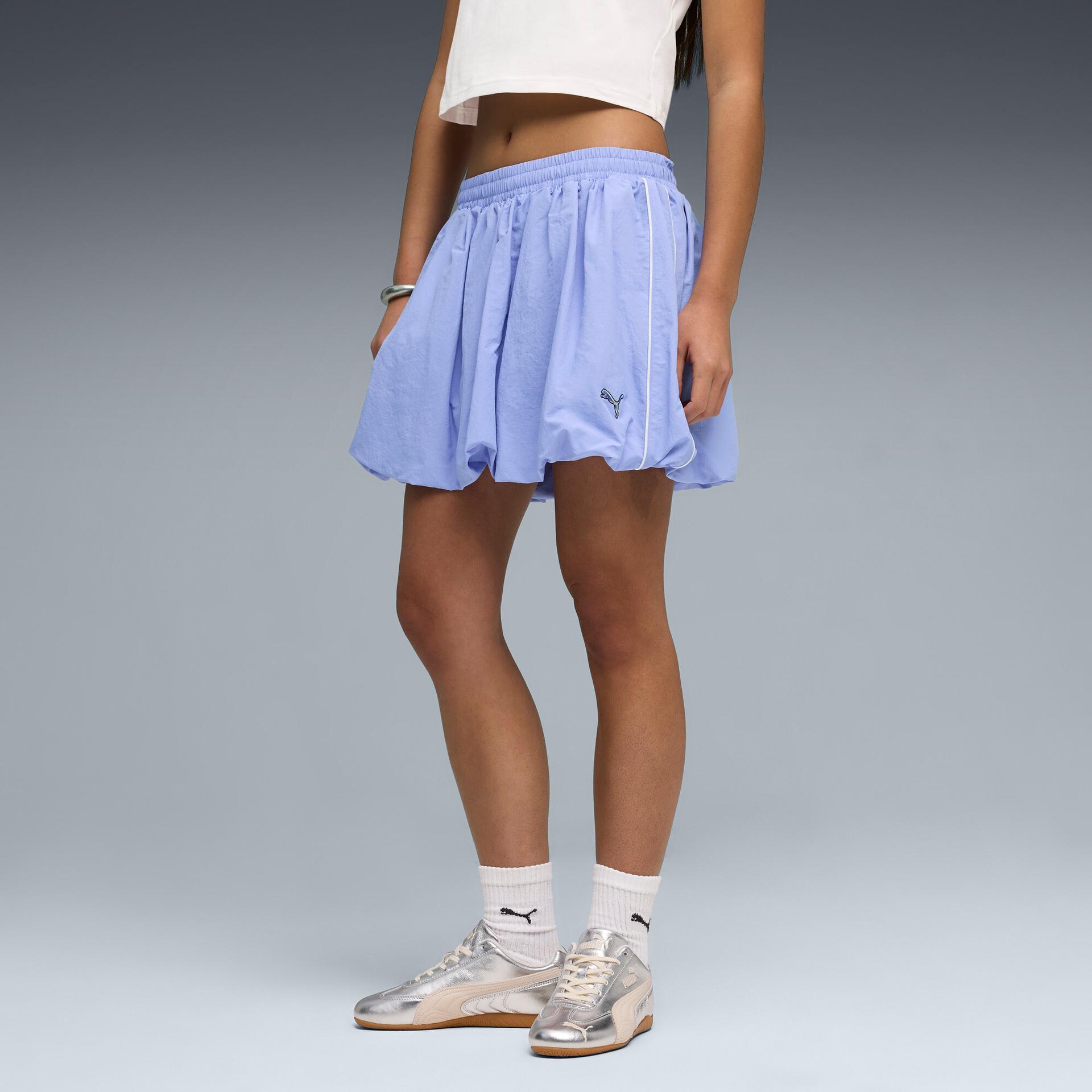 puma t7 women's balloon skirt in purple, size m
