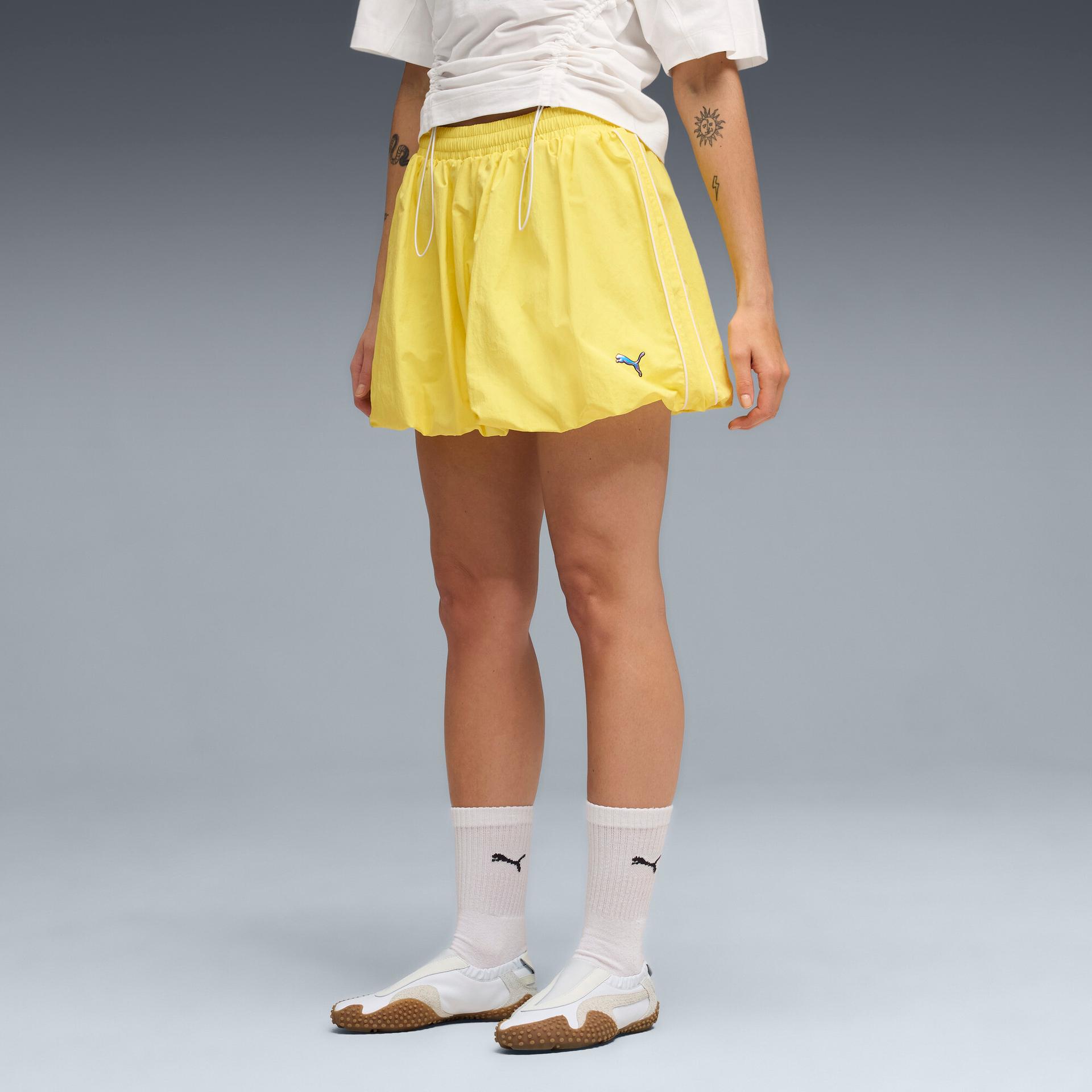 puma t7 women's balloon skirt in yellow, size l