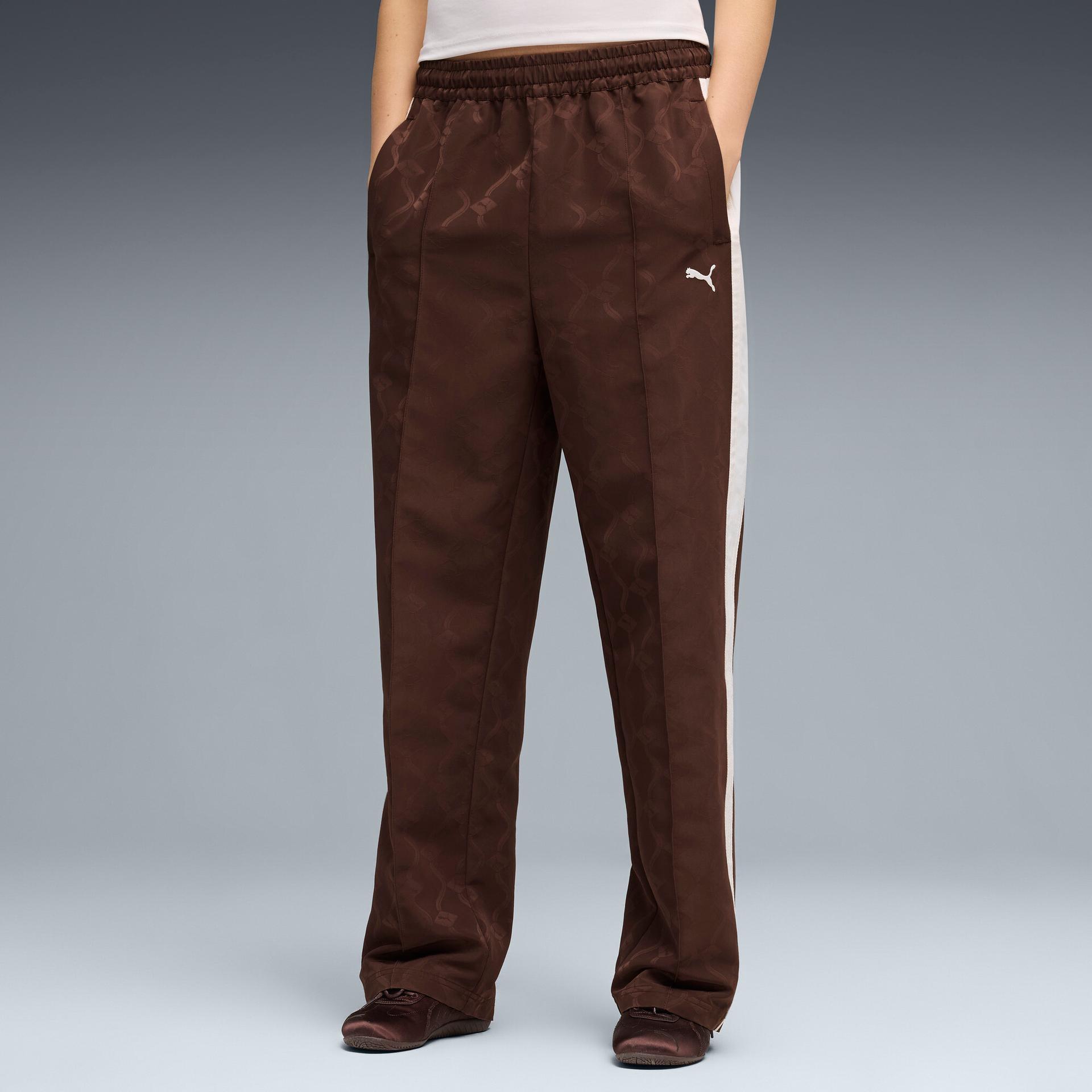 puma t7 women's jacquard track pants in brown, size m