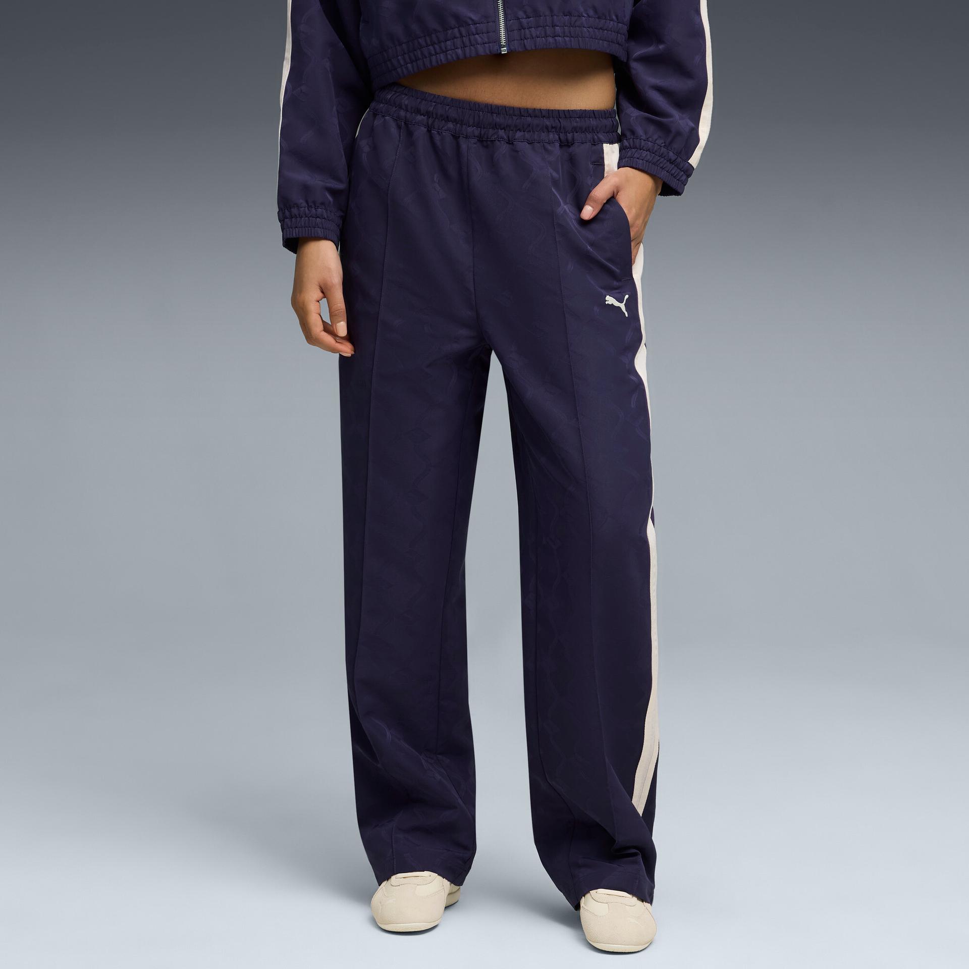 puma t7 women's jacquard track pants in purple, size s