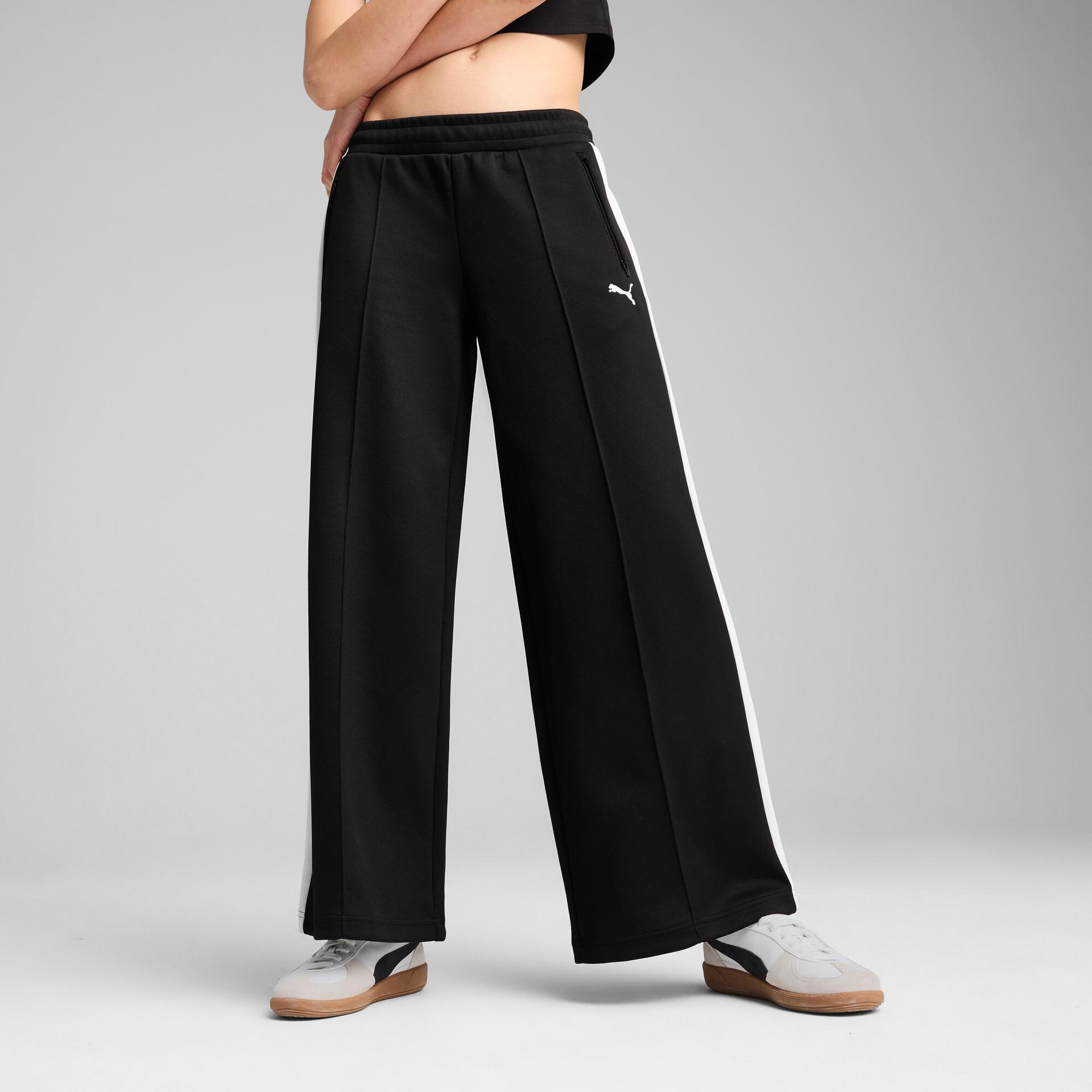 puma t7 women's low rise track pants in black, size l