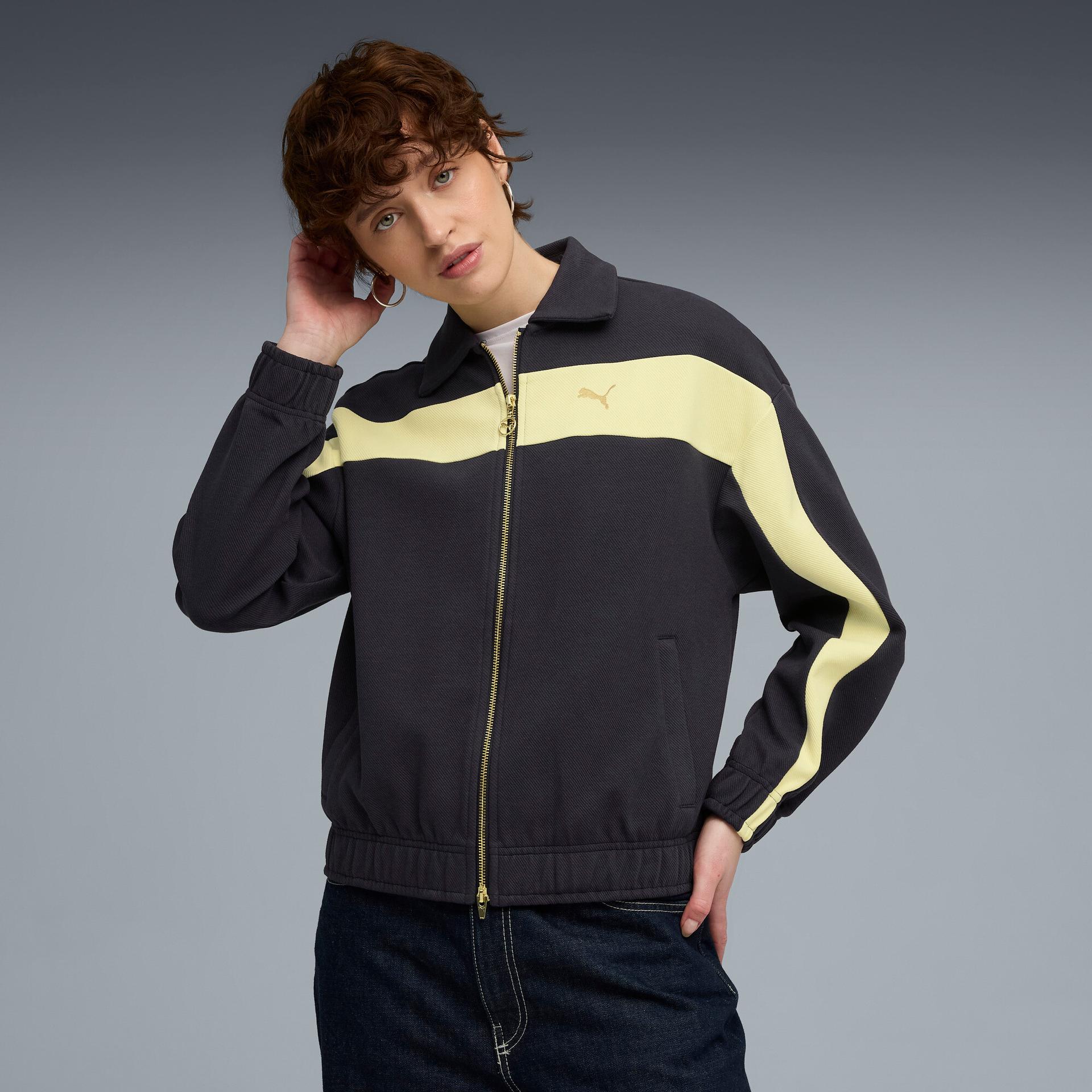 puma t7 women's relaxed track jacket in blue, size s