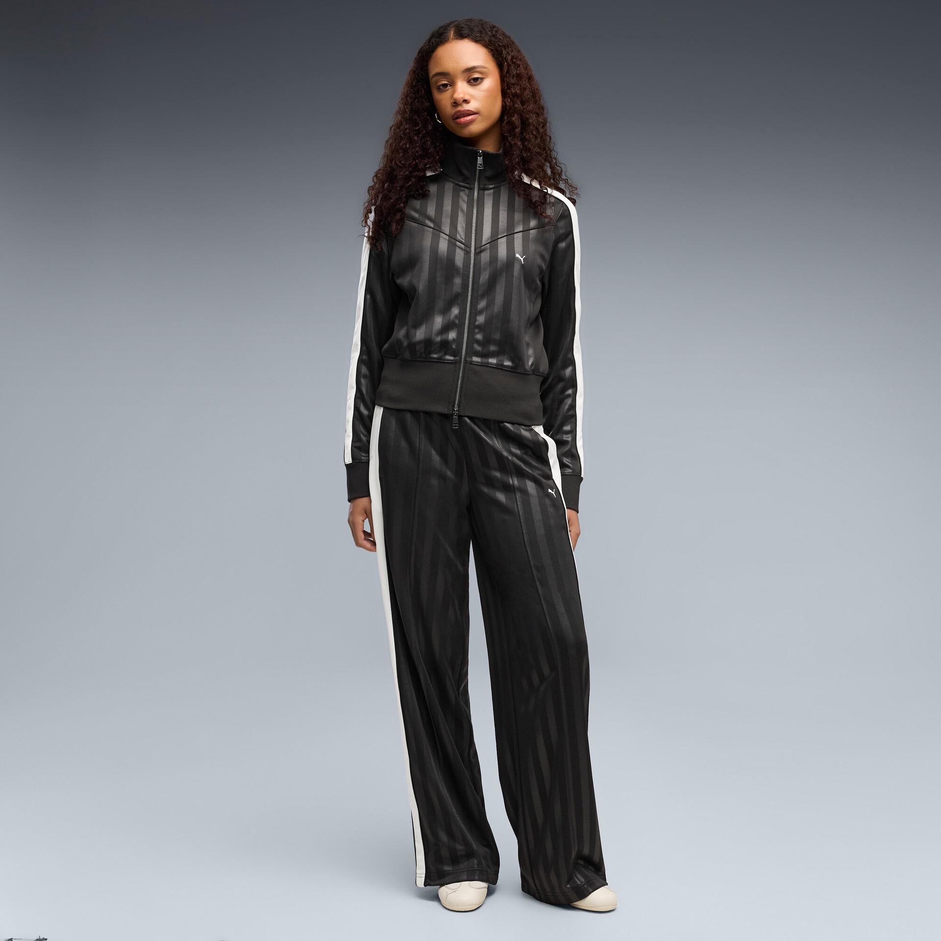 puma t7 women's relaxed track pants in black, size l