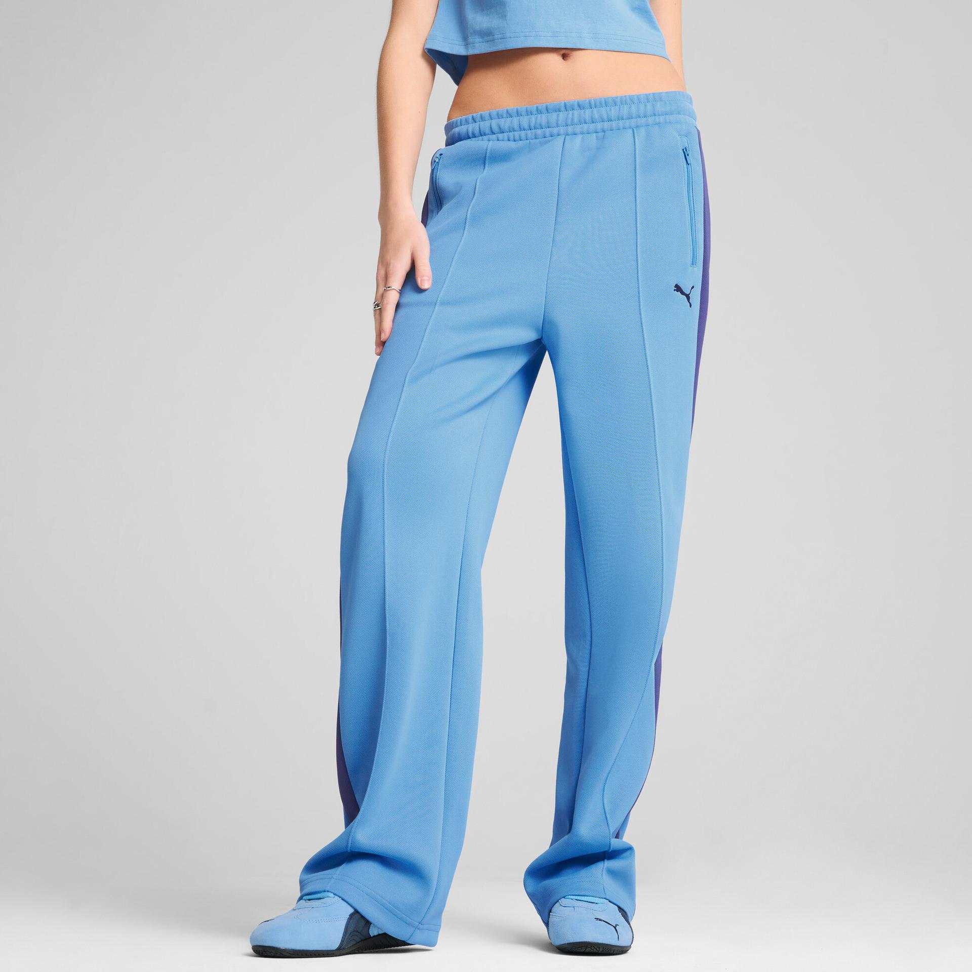 puma t7 women's straight track pants in blue, size m