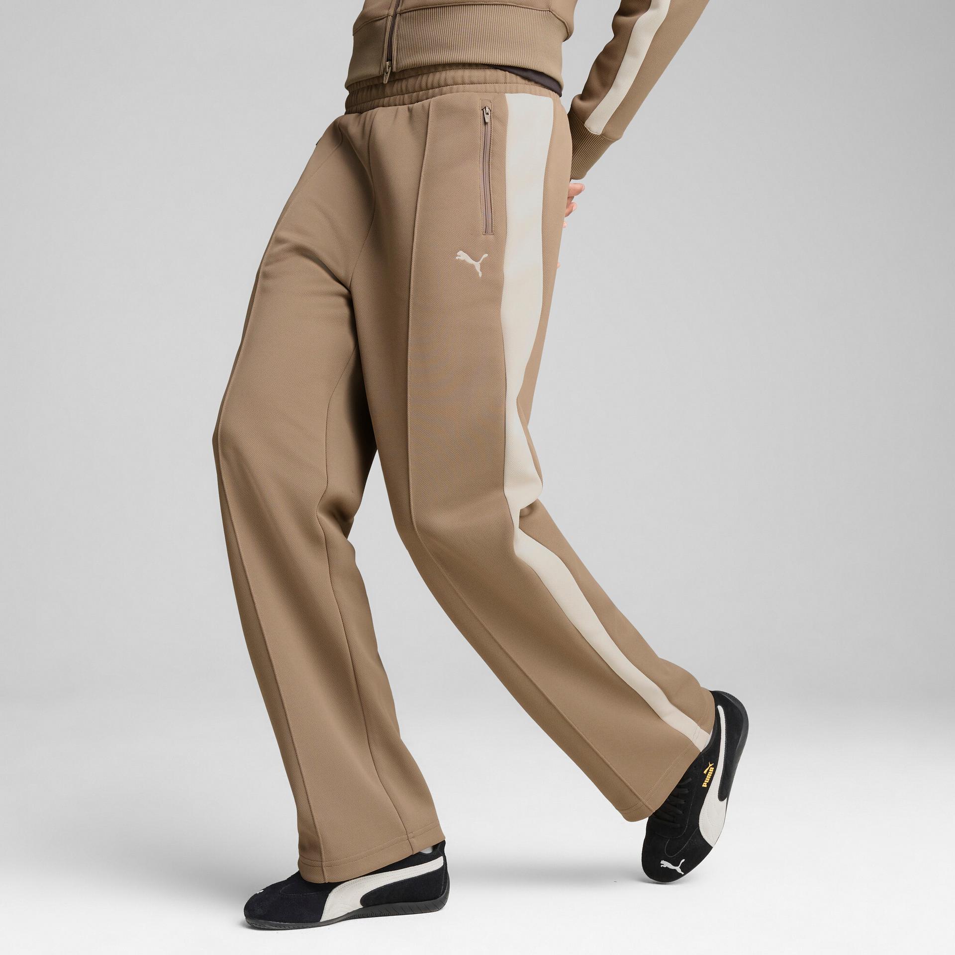 puma t7 women's straight track pants in brown, size m