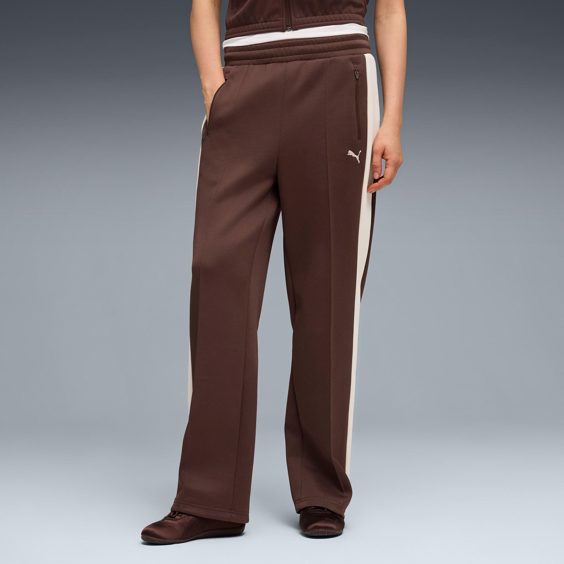 puma t7 women's straight track pants in brown, size xxl