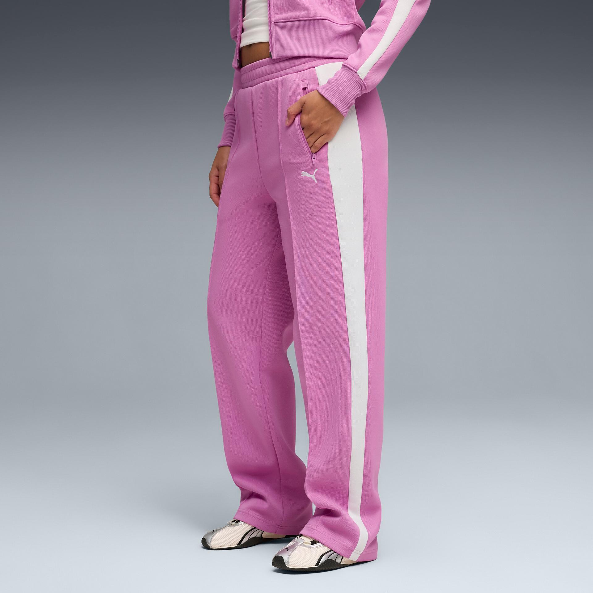puma t7 women's straight track pants in pink, size 3xl