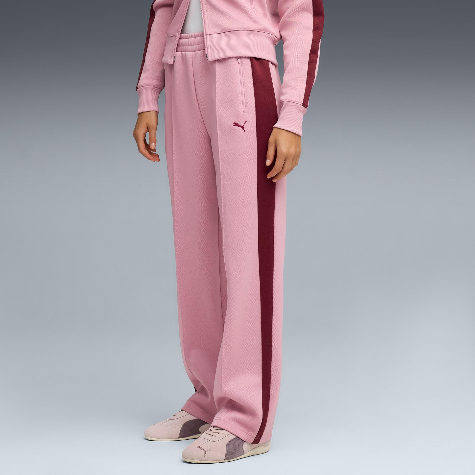 puma t7 women's straight track pants in pink, size xs